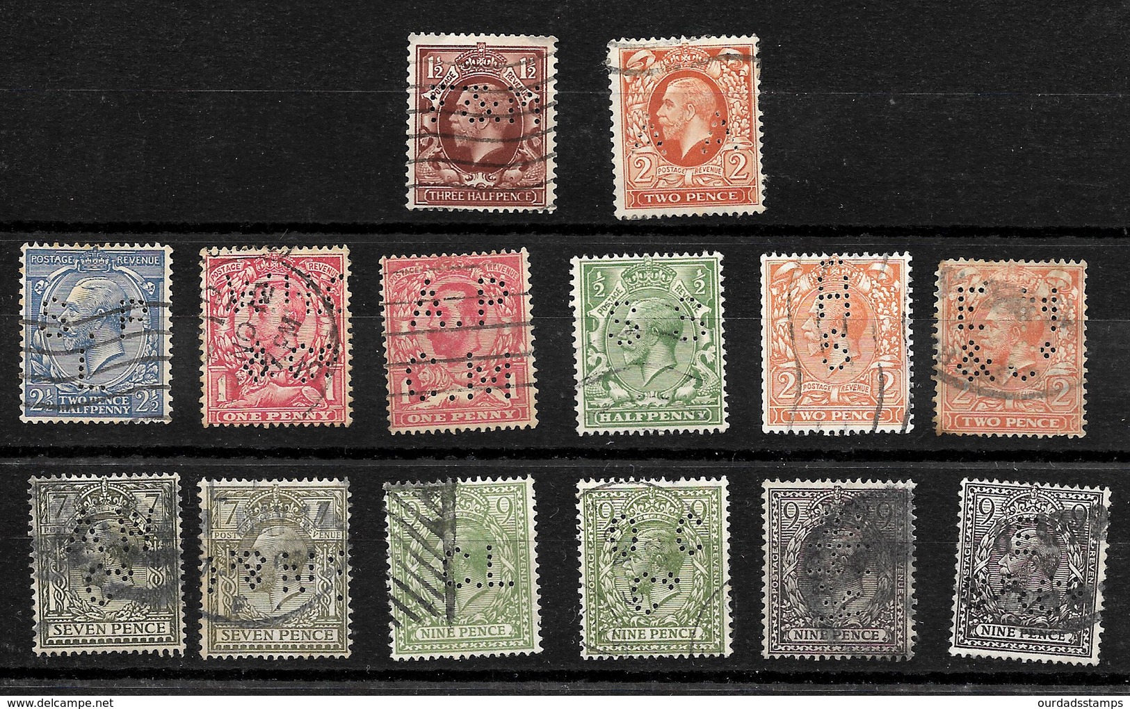 Great Britain KGV Small Selection All Perfins *see Notes* (6815) - Perfins