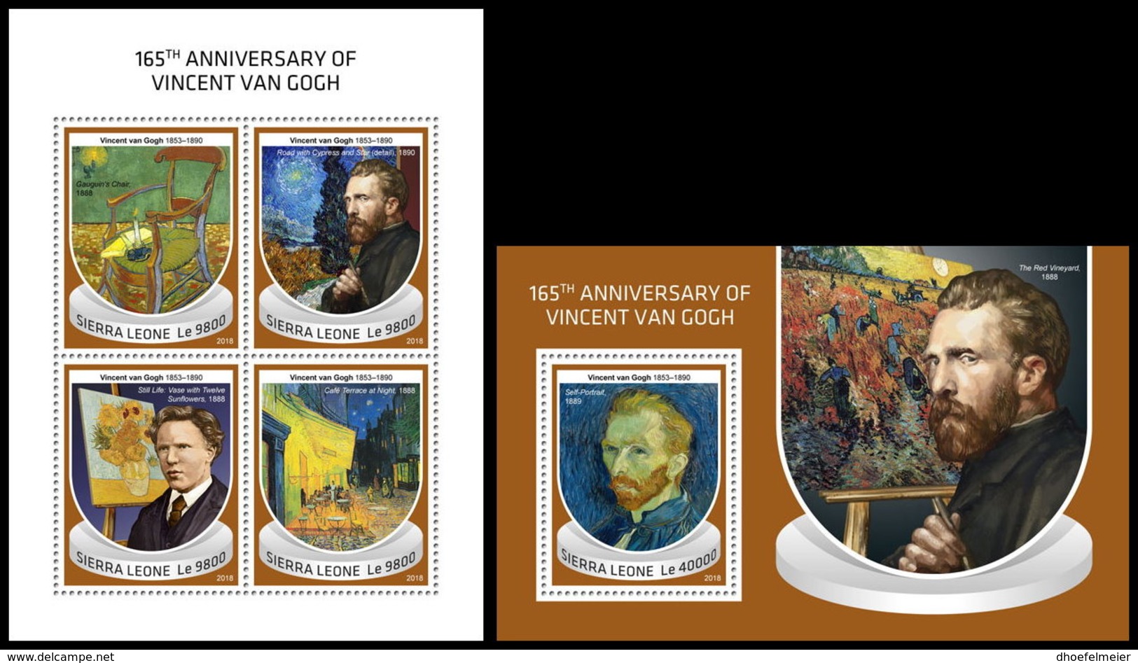 SIERRA LEONE 2018 MNH** Vincent Van Gogh Paintings Gemälde Peintures M/S+S/S - OFFICIAL ISSUE - DH1842 - Other & Unclassified