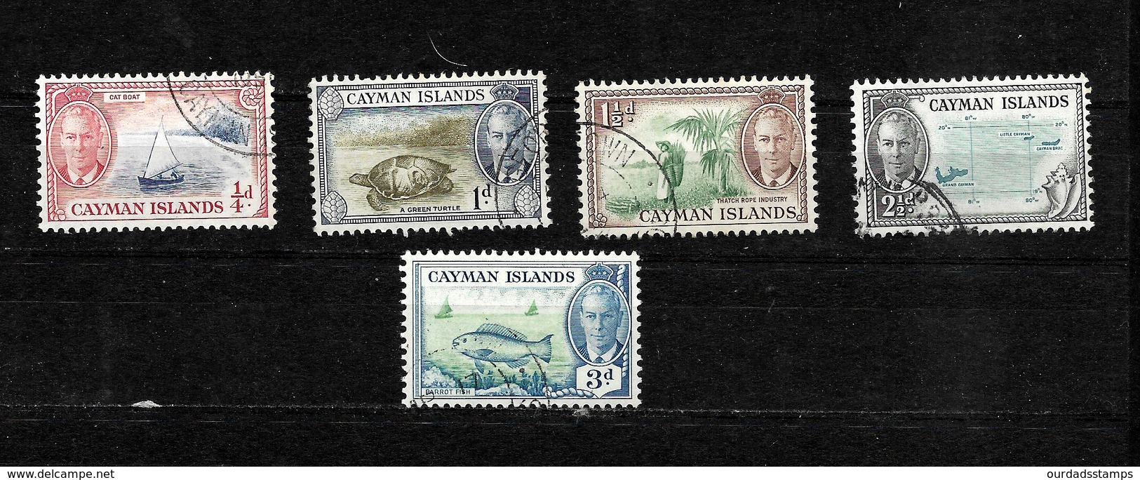 Cayman Islands 1950 KGVI Pictorials MM And Used To 1/- (6783) - Cayman (Isole)