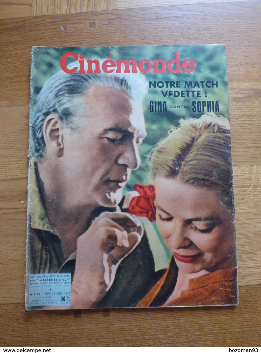 CINEMONDE N° 1185 Du 25/4/57 G.LOLOBRIGIDA ET S.LOREN (6p) - MARTINE CAROL (2p) - MARILYN MONROE - J.MANSFIELD - Cinema