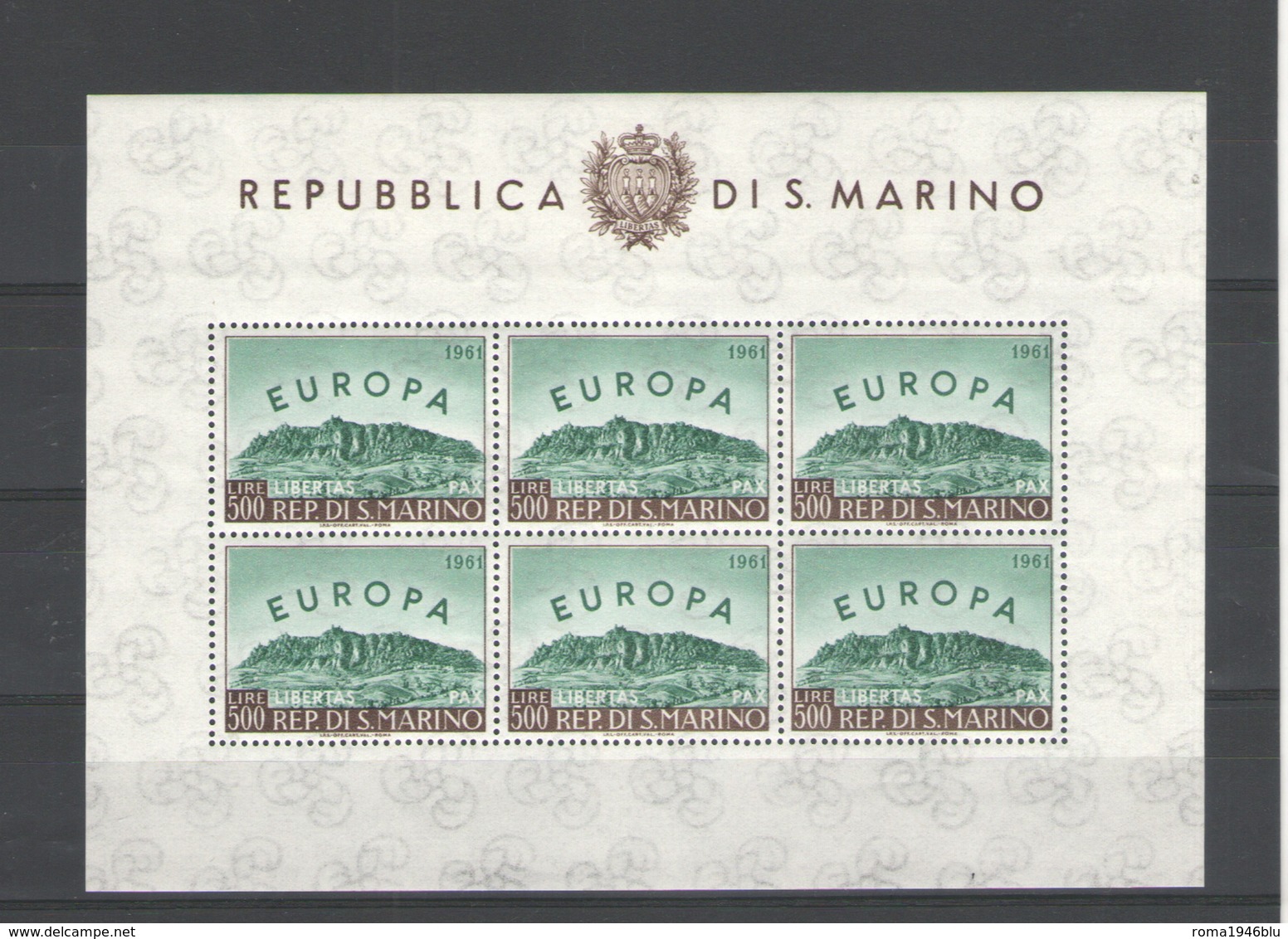 SAN MARINO 1961 EUROPA FOGLIETTO ** MNH LUSSO - Blocchi & Foglietti