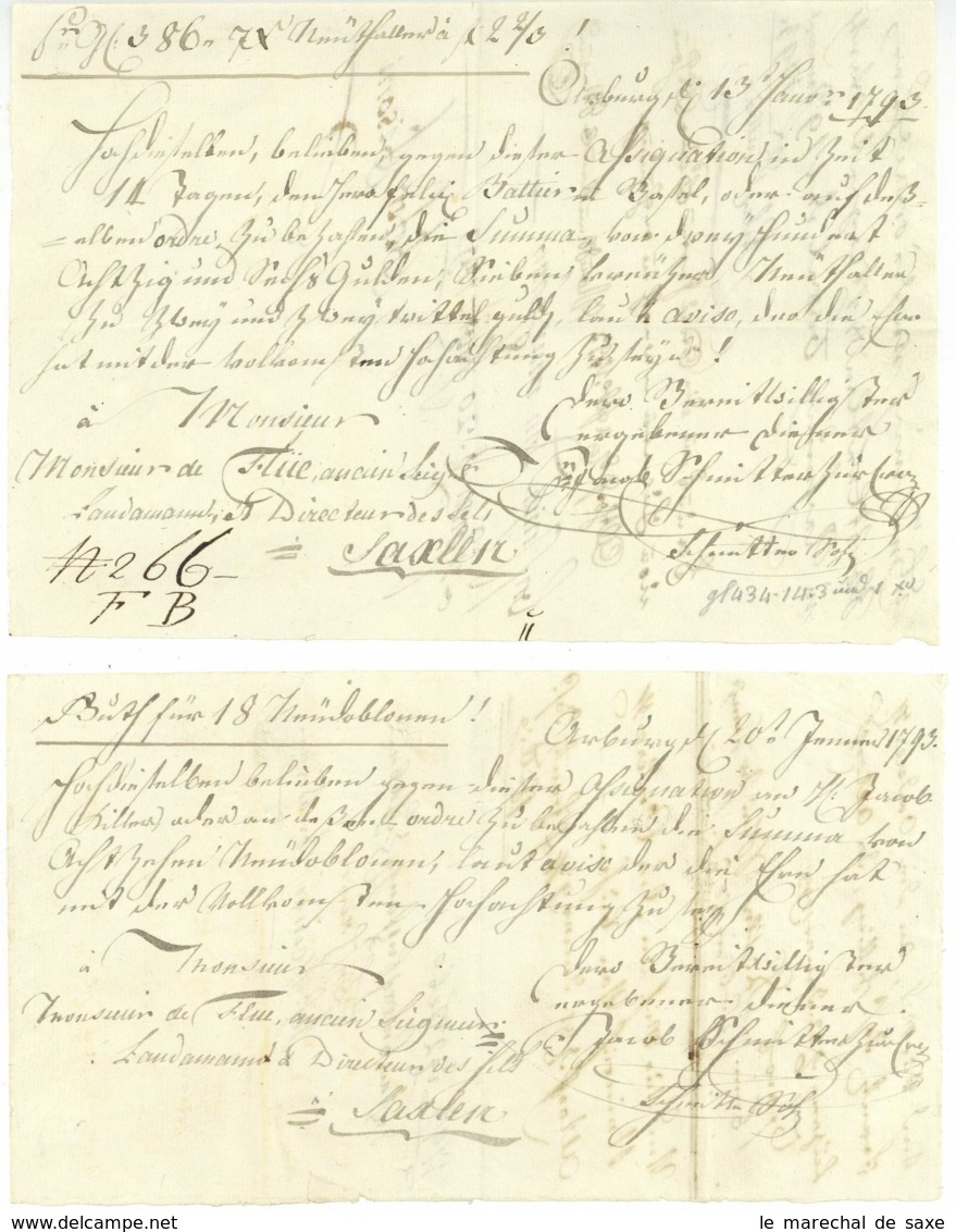 Zwei Wechsel 1793 AARBURG Schweiz Luzern Für Landammann VON FLÜE Suisse Luzern Altorf - Lettres De Change