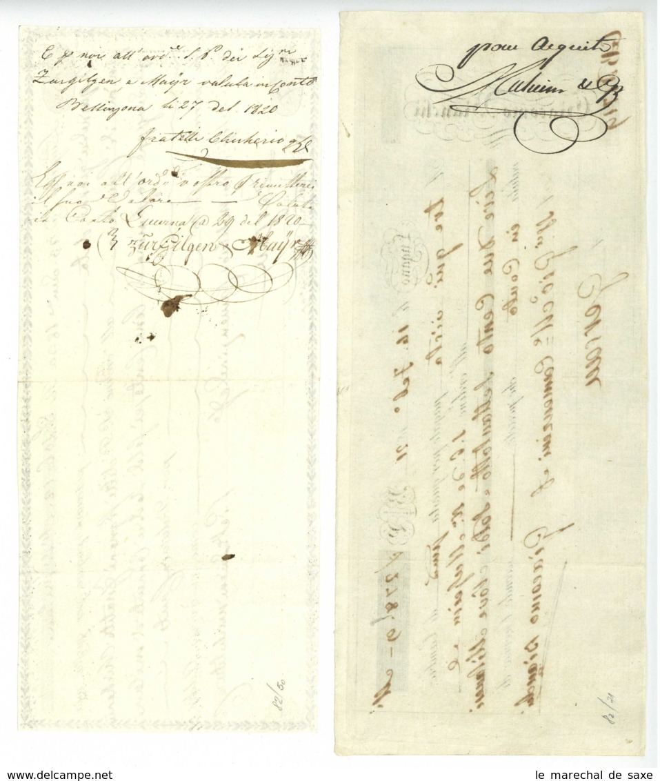 Zwei Wechsel 1820/1821 LUGANO Locarno Schweiz Gersau Tessin Suisse - Wechsel