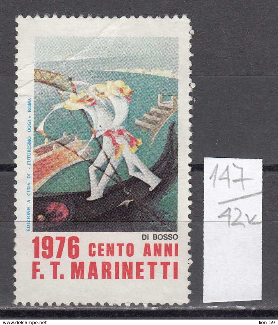42K147 / 1976 CENTO ANNI F.T. MARINETTI ,DI BOSSO , ROMA , CINDERELLA LABEL VIGNETTE ,  Italy Italia Italie Italien - Cinderellas