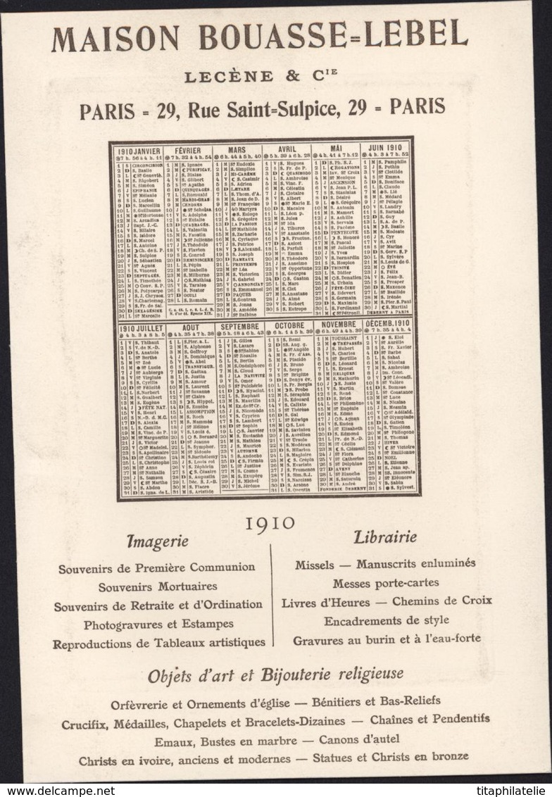 Calendrier Publicitaire Jésus Et La Samaritaine Maison Bouasse Lebel Lecene Cie Paris 1910 15.5x23 Imagerie Librairie - Grand Format : 1901-20