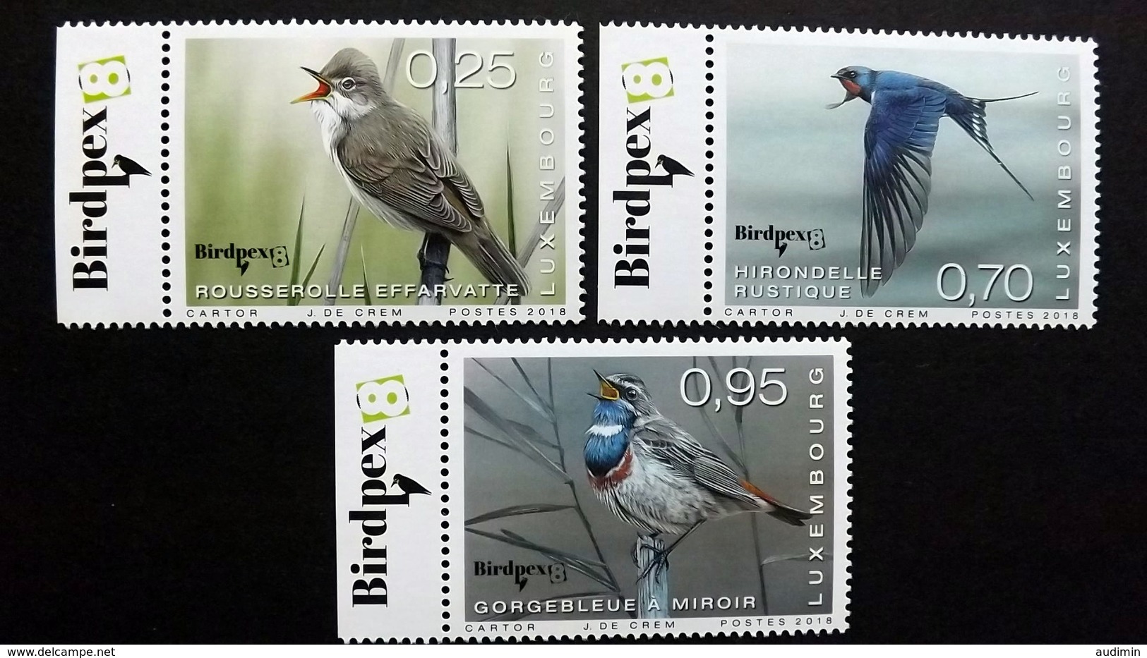 Luxemburg 2168/70 **/mnh, Seltene Vögel: Teichrohrsänger, Rauchschwalbe, Blaukehlchen - Neufs