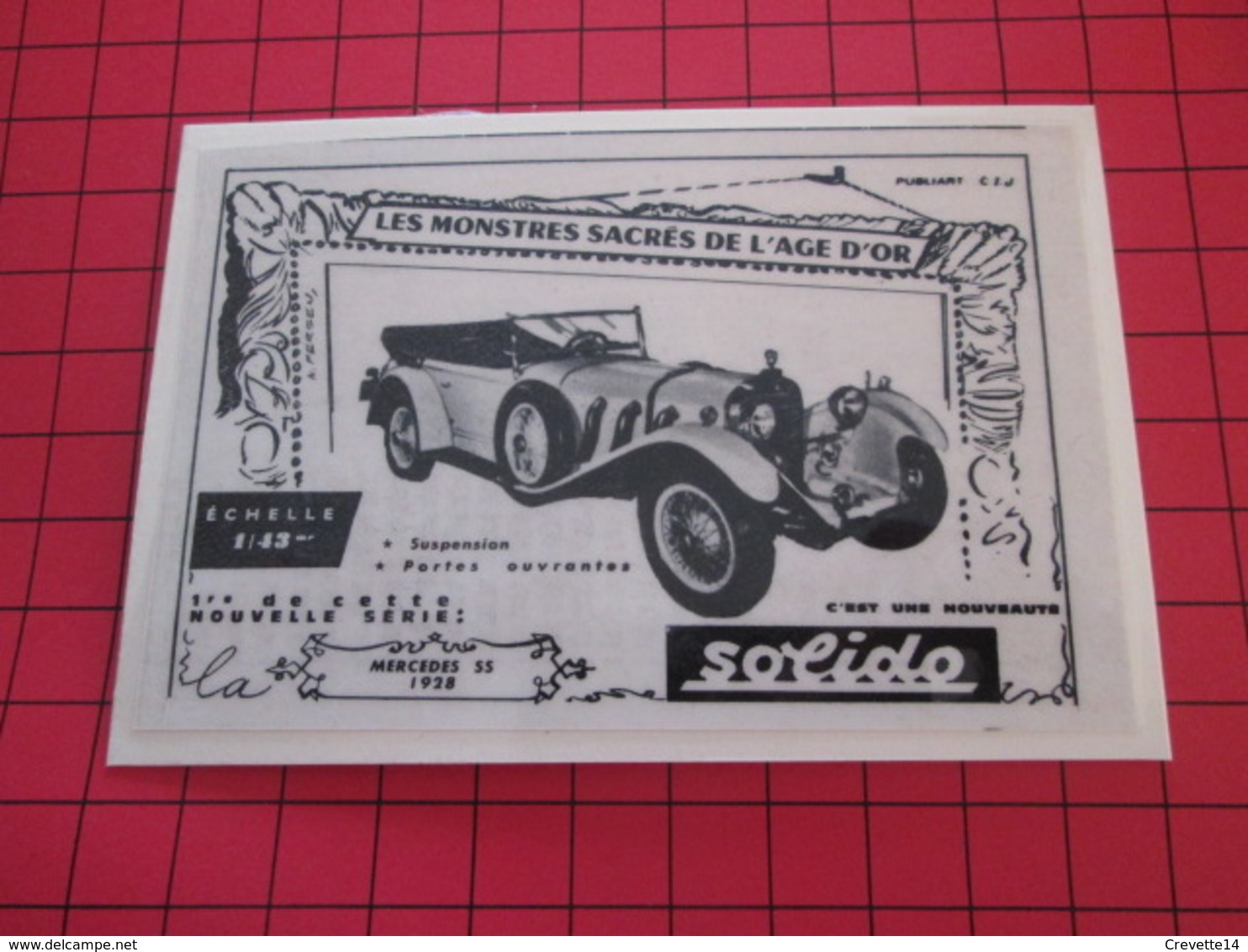 Page De Revue Des Années 60/70 : PUBLICITE SOLIDO : MERCEDES SS (prémonition ? 1928  Dimensions : Voir Quadrillage 1x1cm - Catalogues & Prospectus