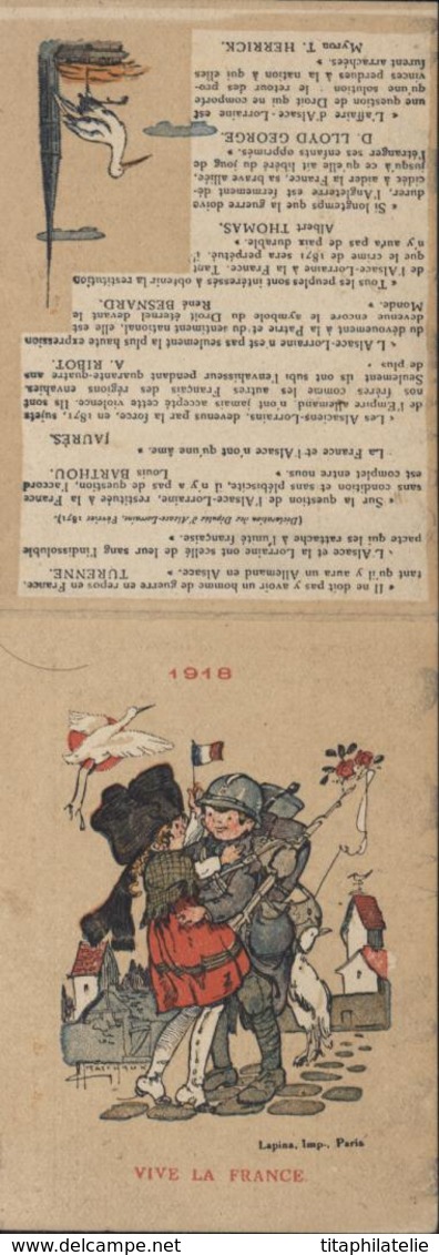 Calendrier Publicitaire De La Victoire 1918 Vive La France Alsace Lorraine Poilu Cigogne Salon Paris Musée Carte Postale - Petit Format : 1901-20