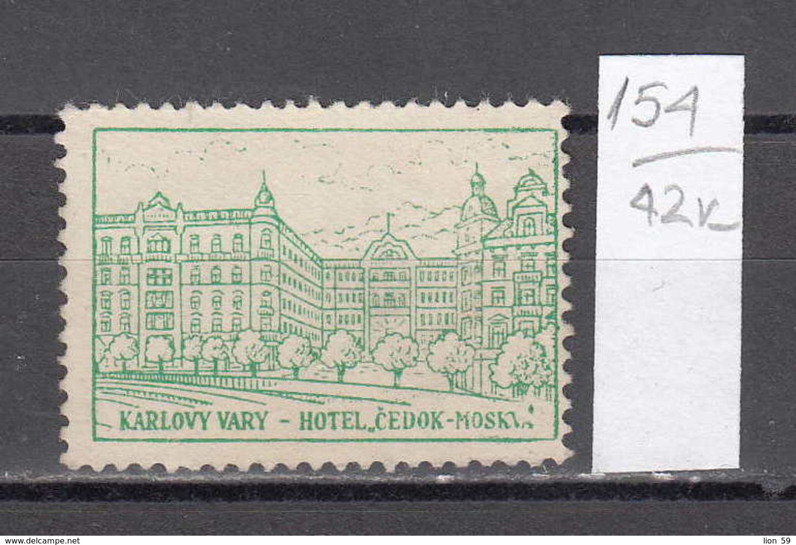 42K154 / KARLOVY VARY - HOTEL CEDOK MOSKVA Town Czech Republic , CINDERELLA LABEL VIGNETTE , Czechoslovakia - Cinderellas