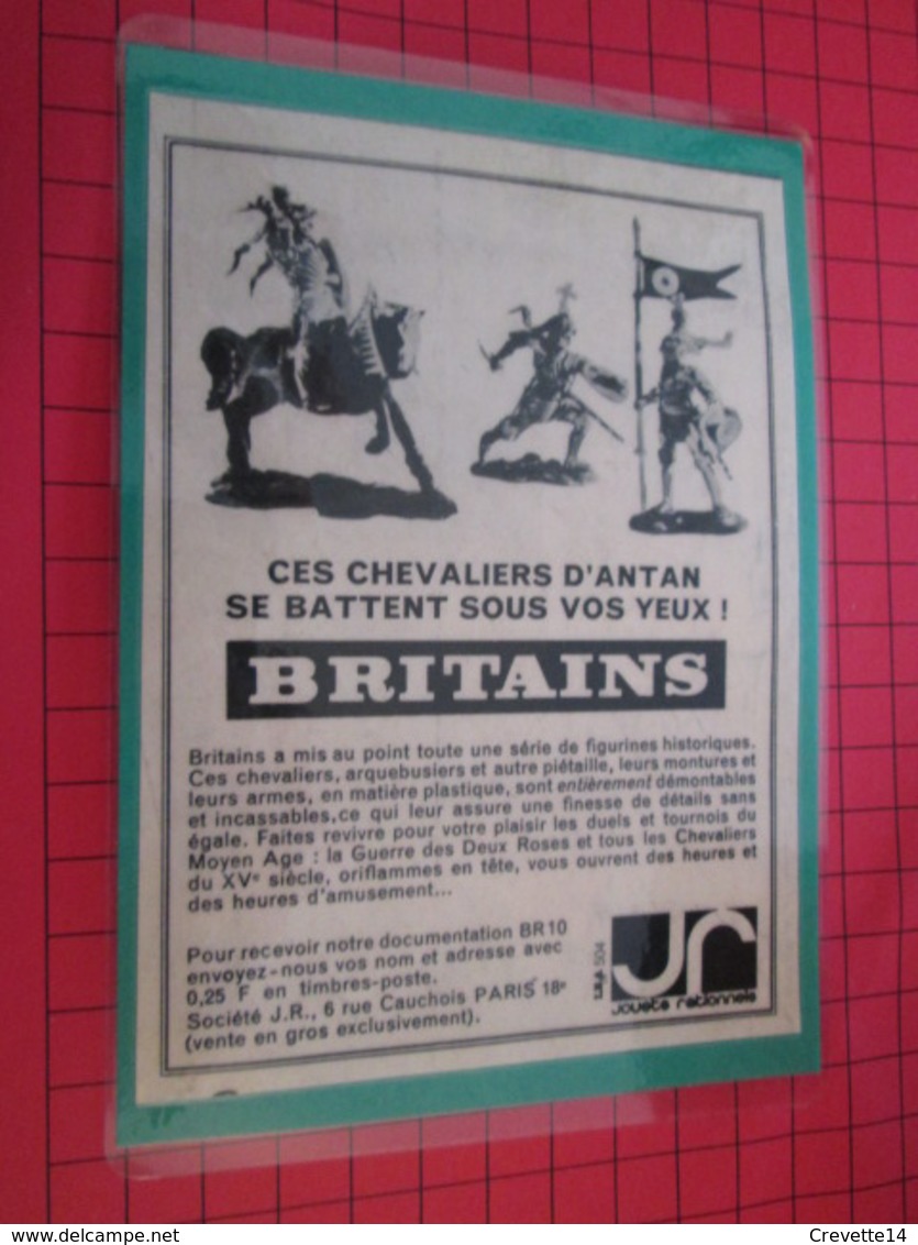 Page De Revue Des Années 60/70 : PUBLICITE  FIGURINES BRITAINS CHEVALIERS MOYEN AGE  Dimensions : Voir Quadrillage 1x1cm - Figurines