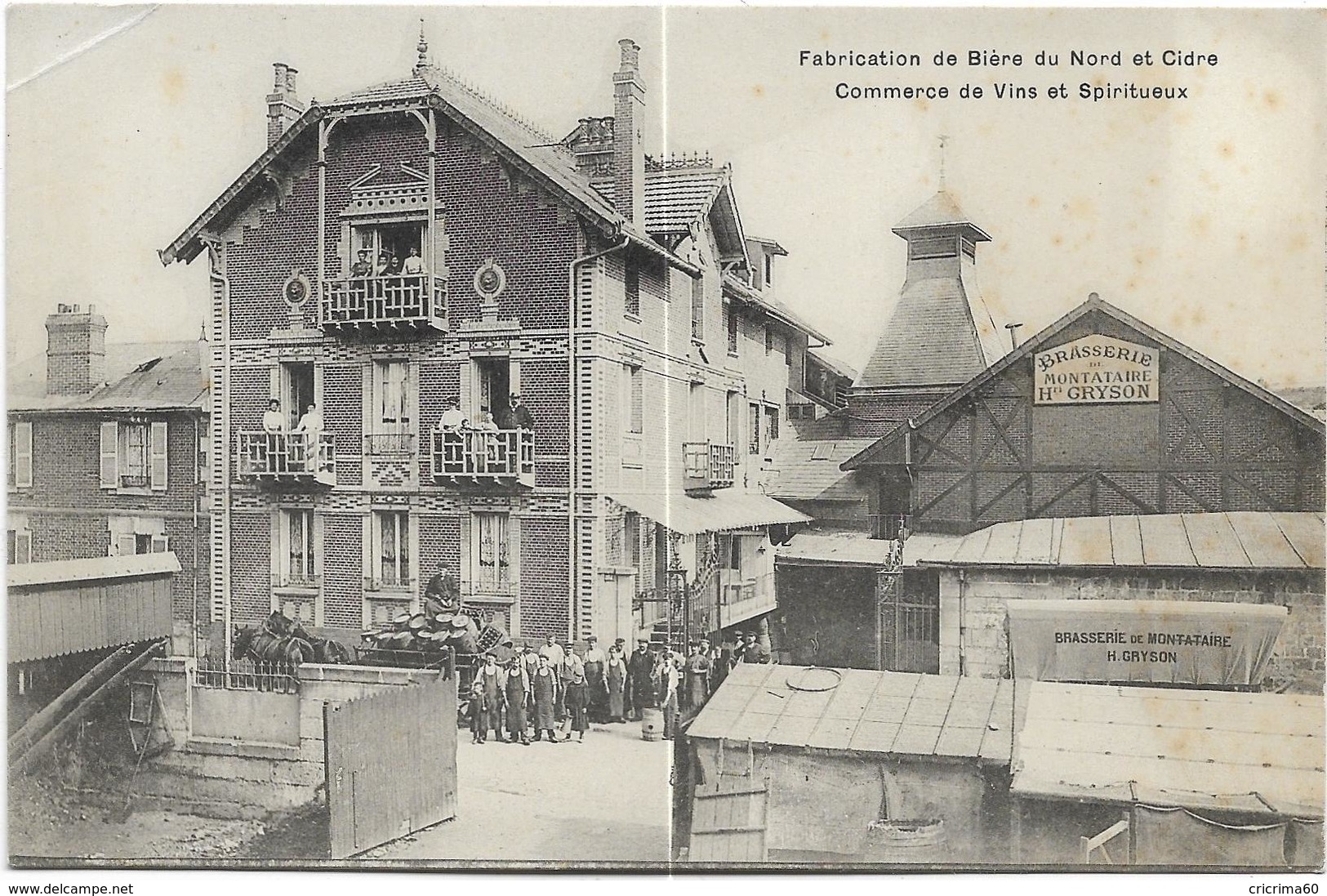 60 - MONTATAIRE (Oise) - Fabrication De Bière Du Nord Et Cidre - Commerce De Vins Et Spiritueux. Brasserie H. GRYSON. - Montataire