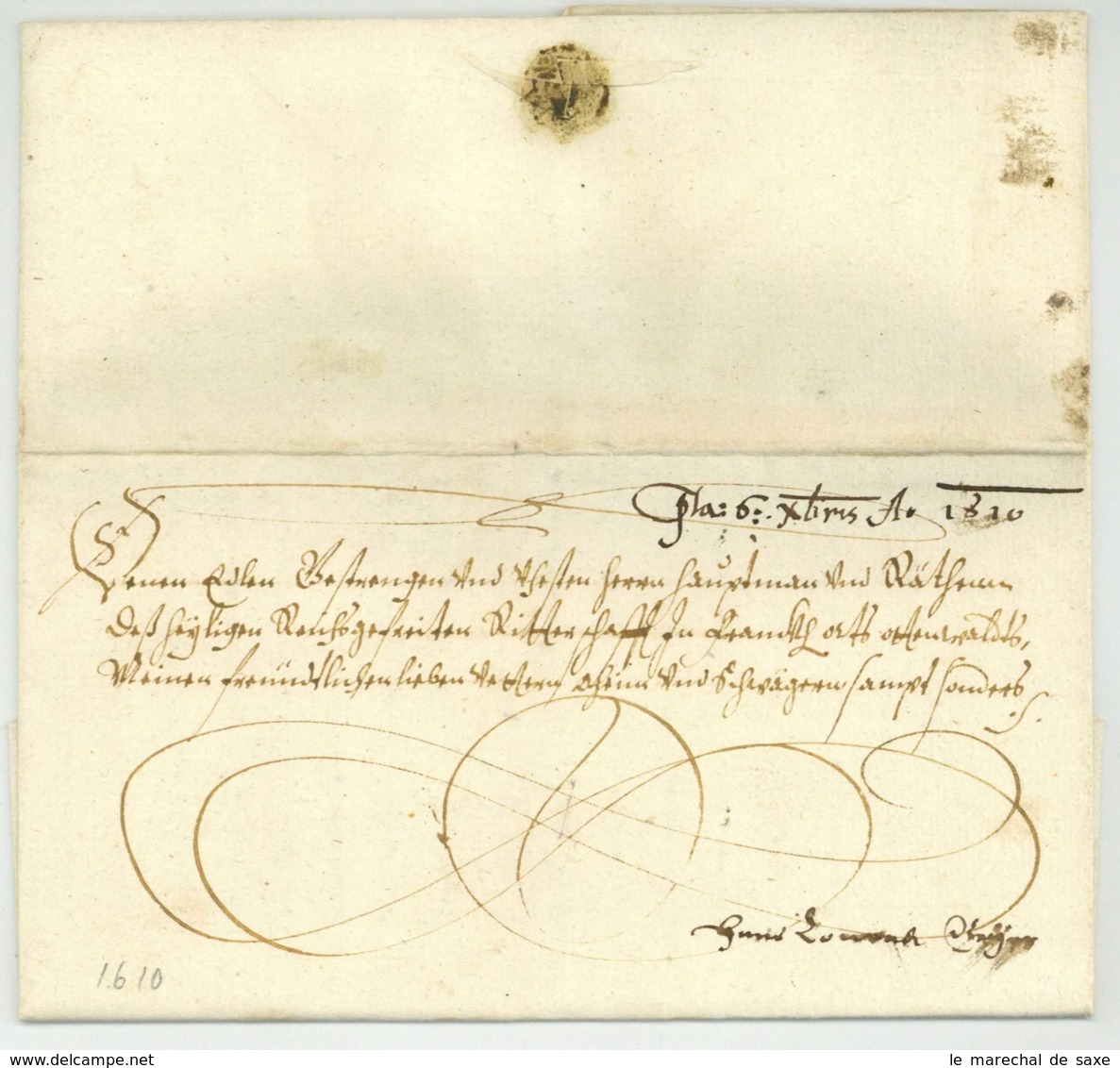 GEYER VON GIEBELSTADT, H.C. 1610 Schnörkelbrief Reichsritter Odenwald Mergentheim Unterfranken - Documenti Storici