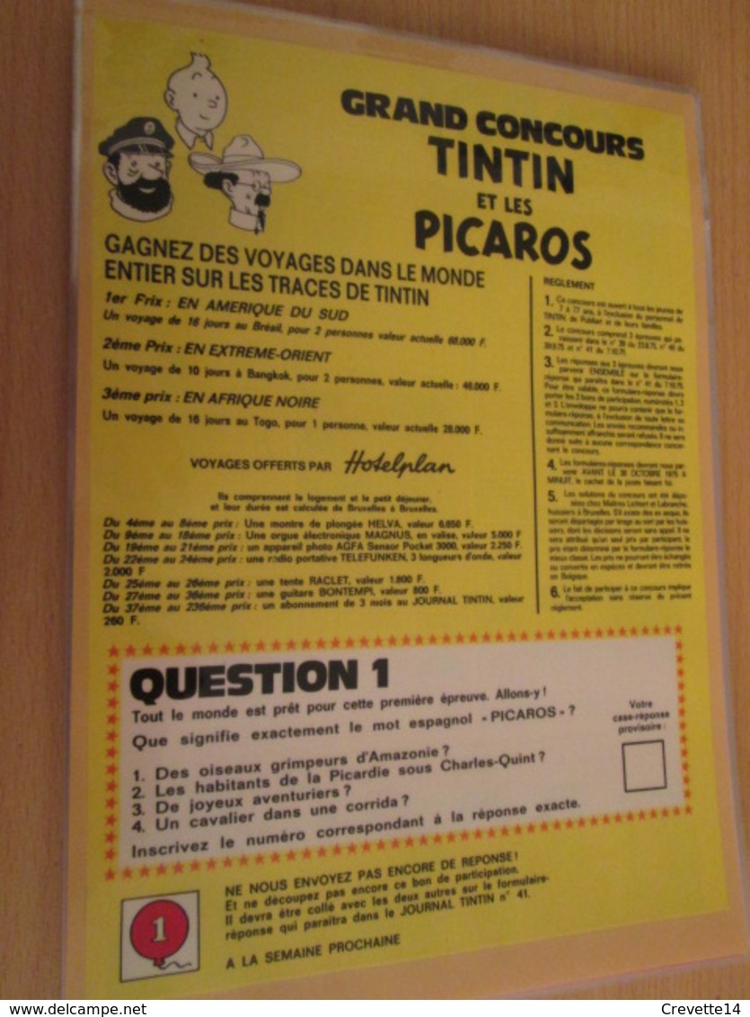 (33) Concours  TINTIN ET LES PICAROS  -  Pour  Collectionneurs ... Page De Revue Des Années 80 - Tintin