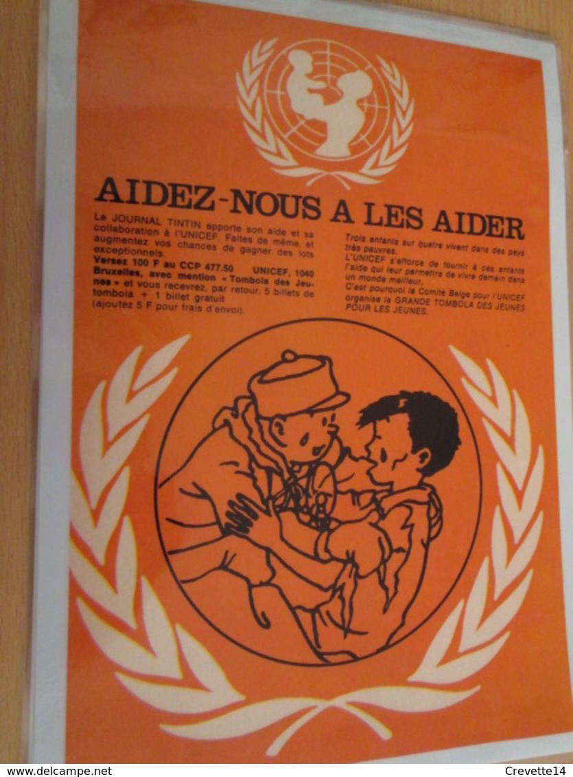 (33)  PUBLICITE UNICEF TINTIN TCHANG -  Pour  Collectionneurs ... Page De Revue Des Années 80 - Tintin