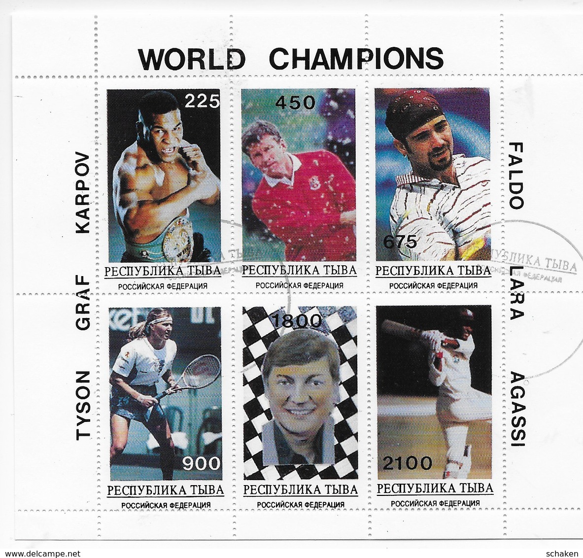 Tuva 1996; Chess Graf Tyson Faldo Lara Agassi 7x S/s Different Proofs - Touva