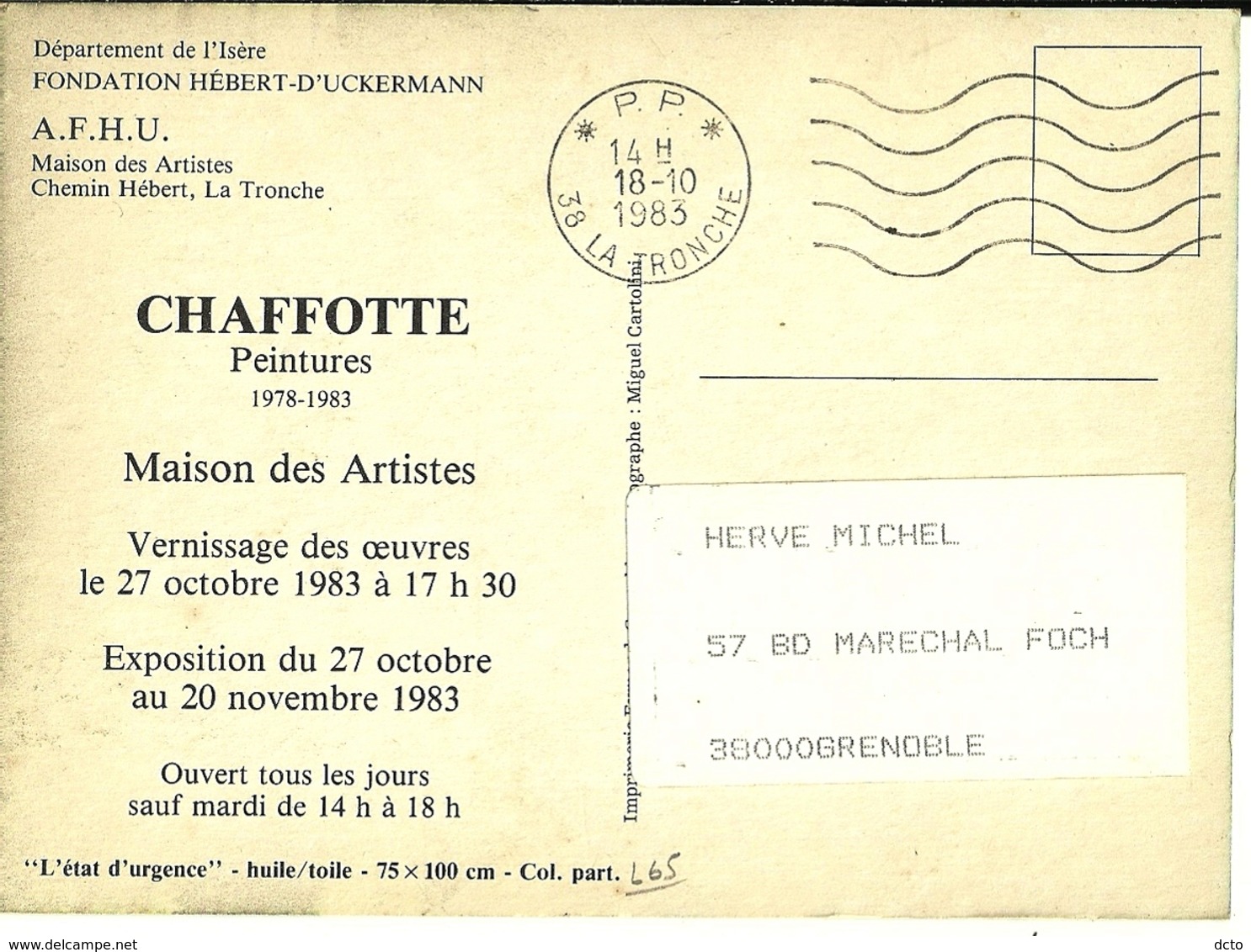 Maison Des Artistes AFHU LA TRONCHE Peintures Chaffotte 1978-1983 - La Tronche