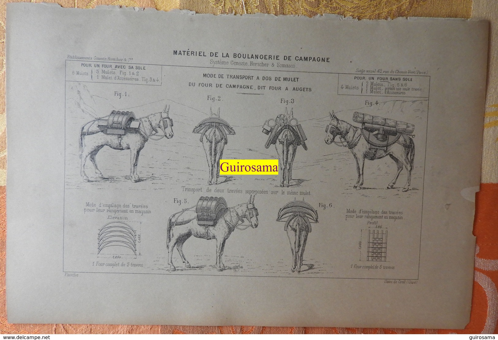 Matériel De Boulangerie De Campagne Système Geneste, Herscher Et Somasco - Usine De Creil : Transport à Dos De Mulet - Documents