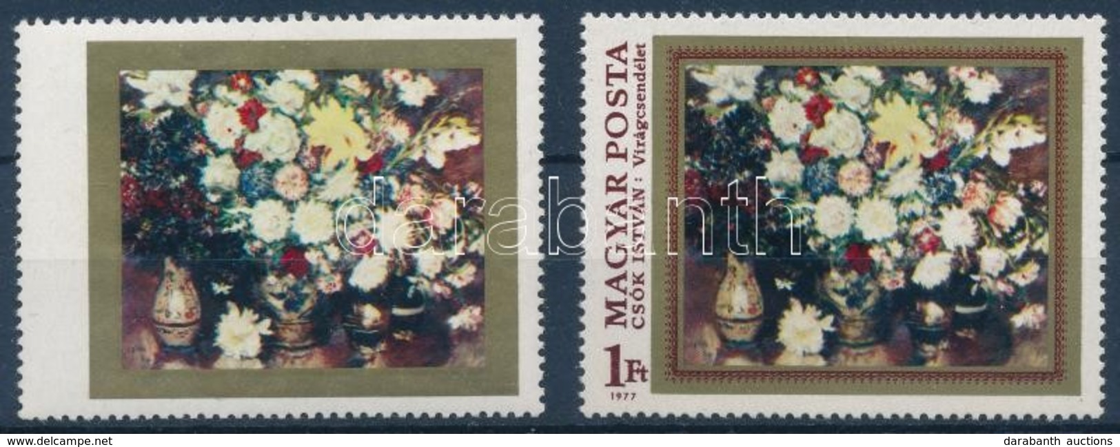 ** 1977 Virágcsendélet 1Ft A Barna Színnyomat Teljes Hiányával. Rendkívül Ritka!! / Mi 3194, Brown Colour Print Omitted  - Autres & Non Classés