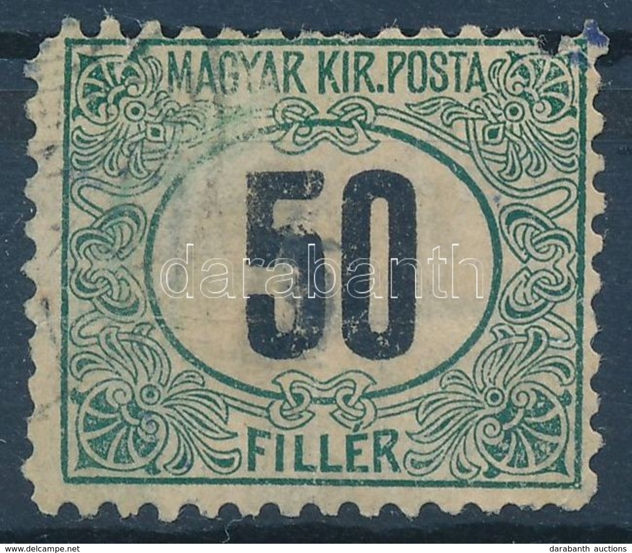 O 1903 Zöldportó 50f B Fogazással (90.000) (jobb Felső Saroknál Kis Szakadás / Small Tear) - Andere & Zonder Classificatie