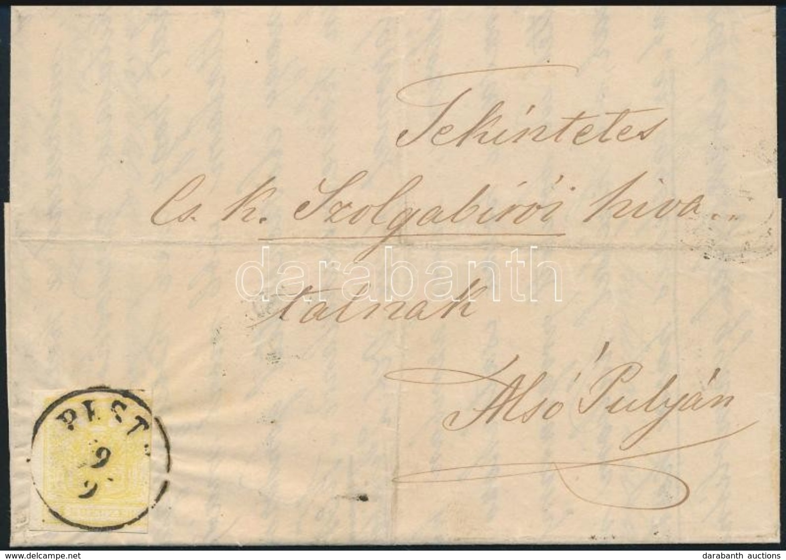 ** 1857 Nyomtatvány 1kr Bérmentesítéssel 'PEST' - Alsó Pulya érdekes Tartalommal (57.000) - Sonstige & Ohne Zuordnung