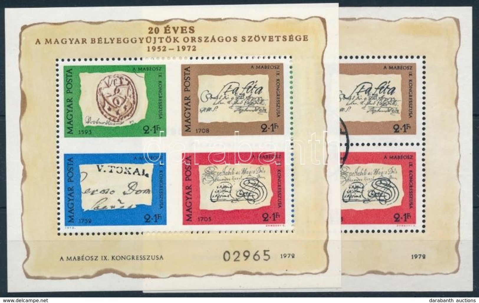 ** O 1972 Bélyegnap Postatiszta Ajándék Blokk + Bélyegzett Normál Blokk (30.300) - Altri & Non Classificati