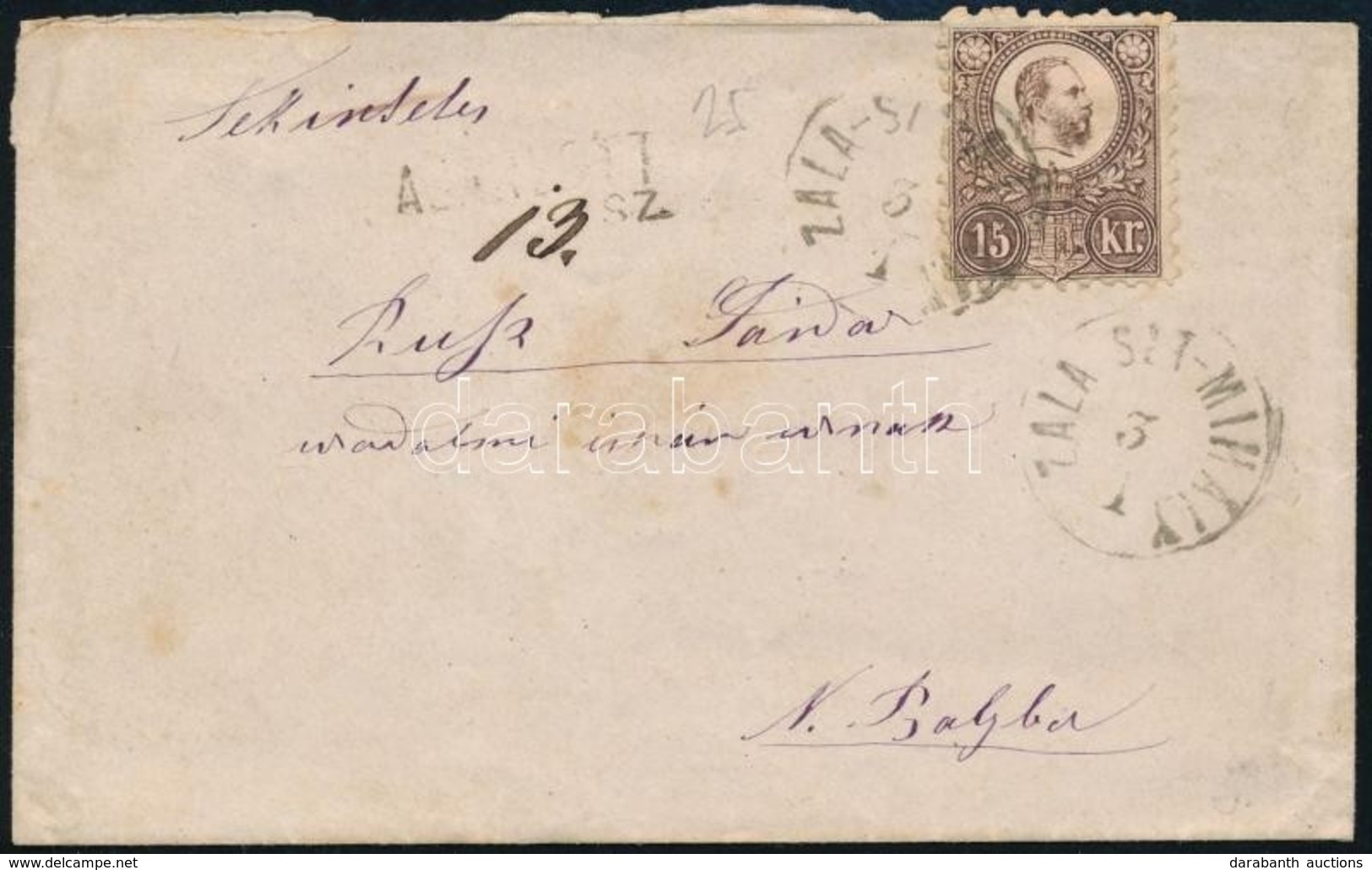 1872 Réznyomat 15kr Ajánlott Levélen 'ZALA SZT-MIHÁLY' - 'NÉMET BOLLY' - Other & Unclassified