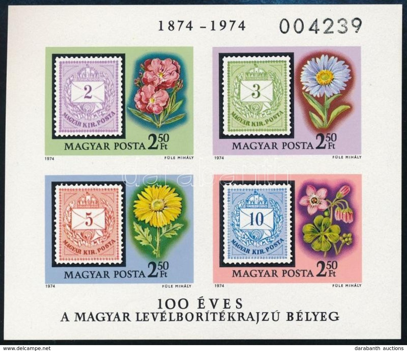 ** 1974 100 éves A Levélborítékrajzú Bélyeg Vágott Blokk (4.000) - Altri & Non Classificati