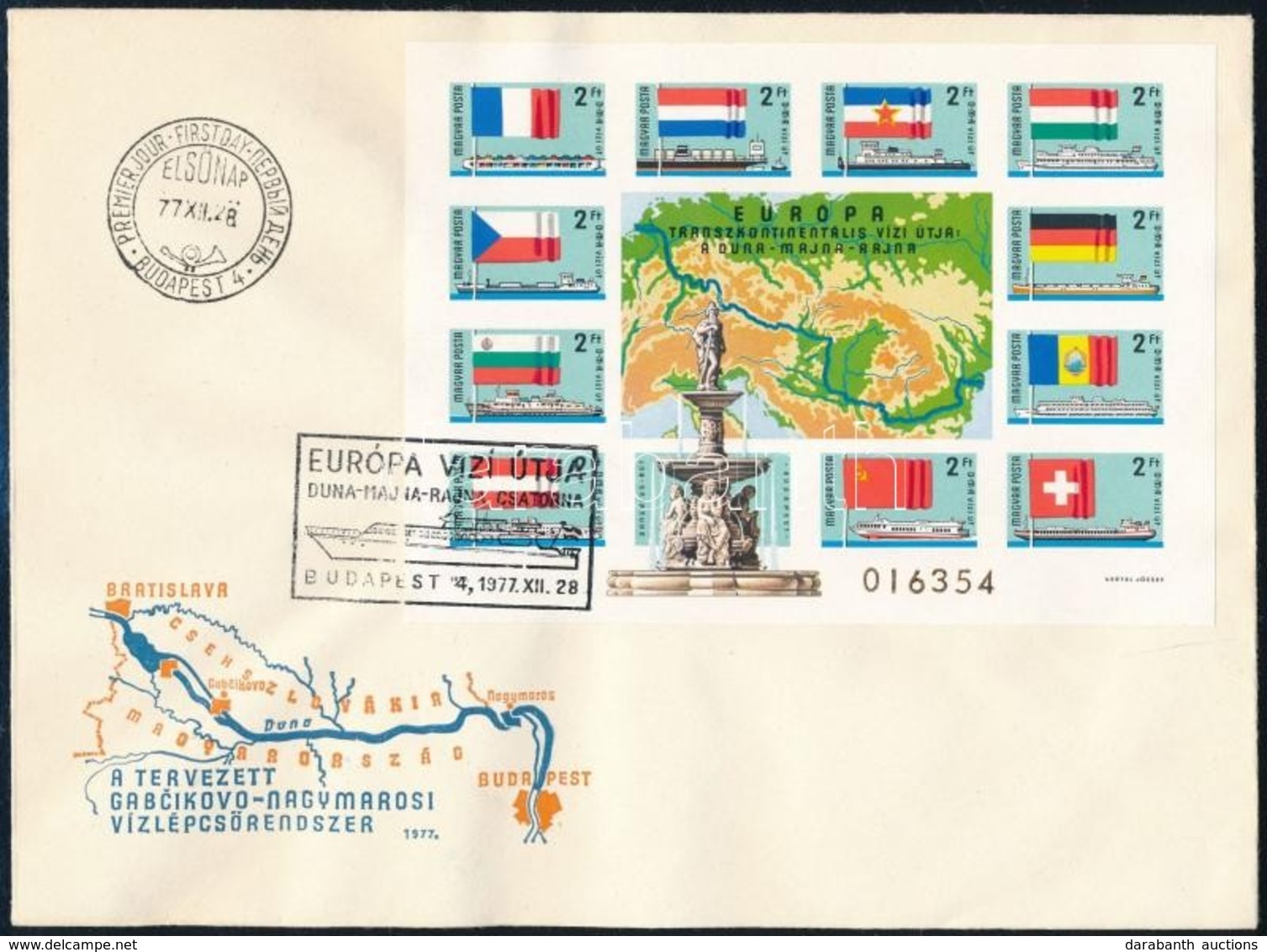 1977 Duna - Rajna - Majna Vágott Blokk FDC (25.000) - Altri & Non Classificati