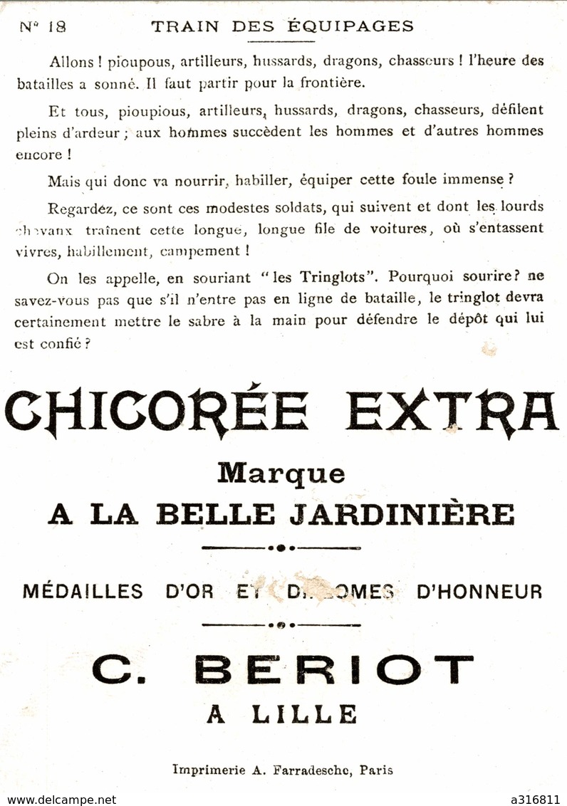 CHROMO  CHICOREE EXTRA C. BERIOT ARMEE FRANCAISE TRAIN DES EQUIPAGES - Other & Unclassified