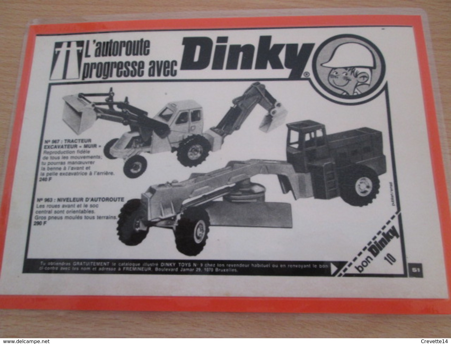 DINKY TOYS : ENGINS DE CHANTIER  Pour  Collectionneurs .. PUBLICITE  ; Format : 1/2 PAGE A4 - Dinky