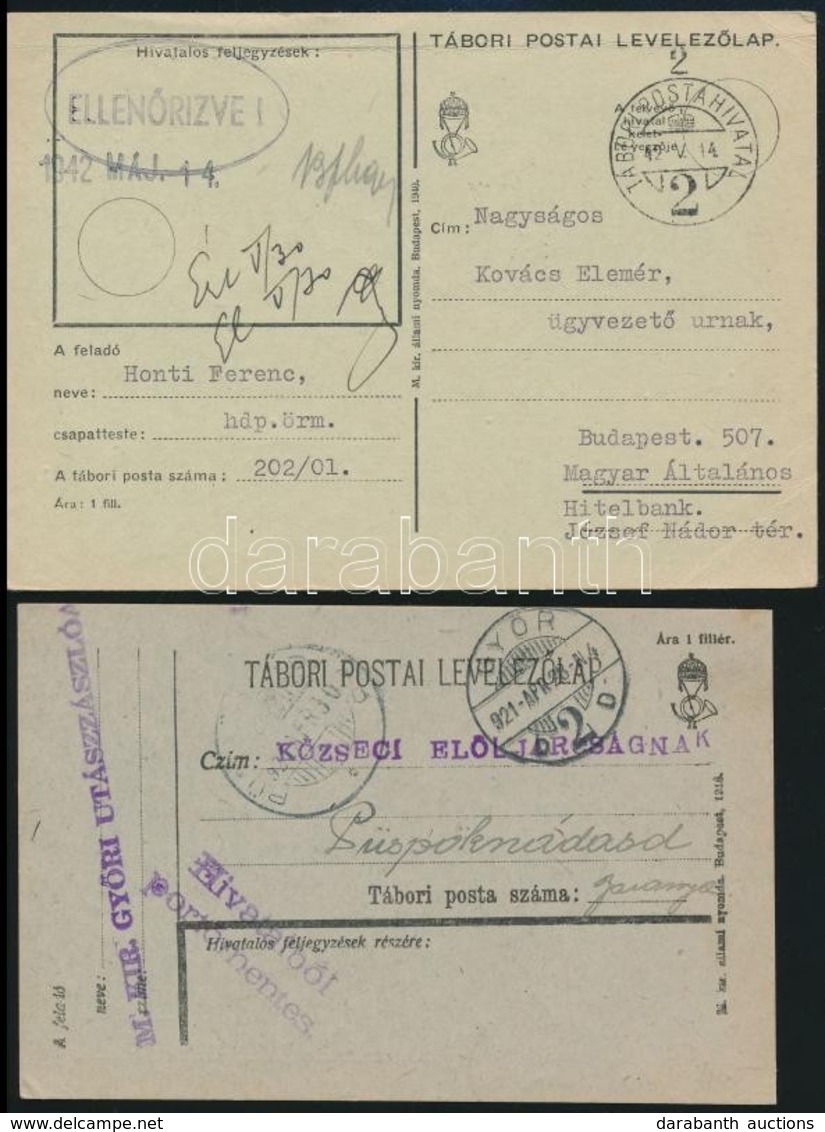 1921 + 1942 2 Db Tábori Lap - Oblitérés