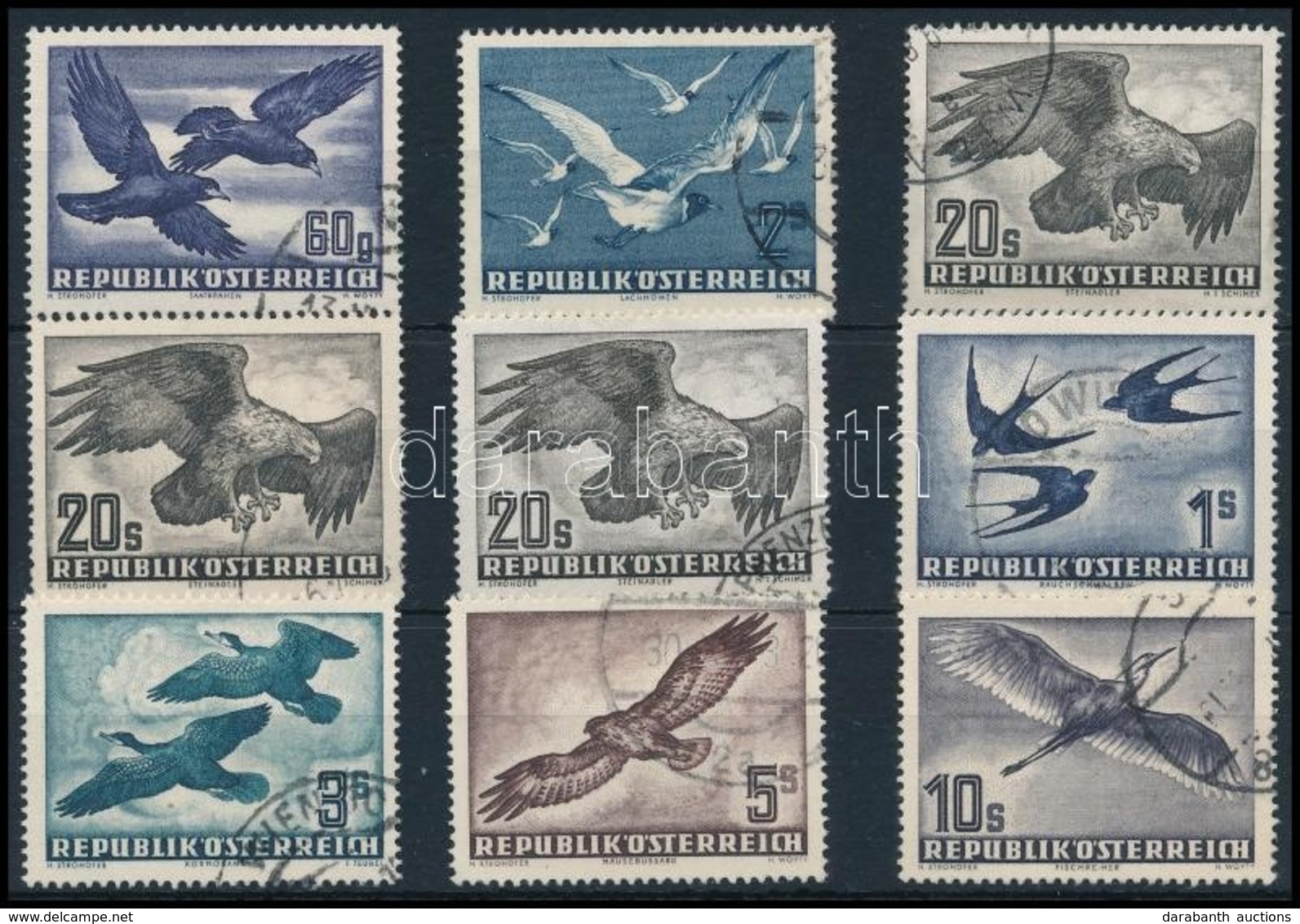 O Ausztria 1950-1953 Madarak 9 érték (Mi EUR 358.-) - Altri & Non Classificati