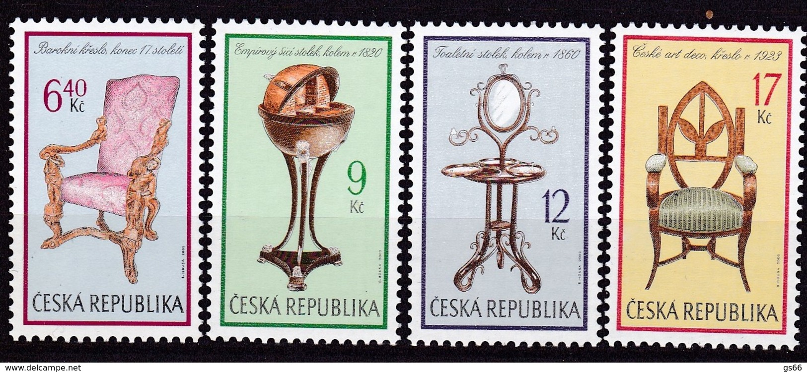 2002, Tschechische Republik, Ceska, 338/41, Stilmöbel.  MNH ** - Ungebraucht