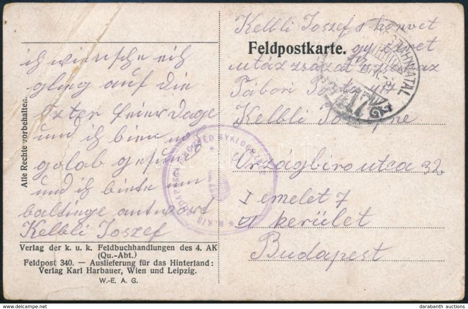 1917 Tábori Posta Képeslap / Field Postcard 'M.KIR. BUDAPESTI HONVÉD GYALOGEZRED' + 'TP 417' - Altri & Non Classificati