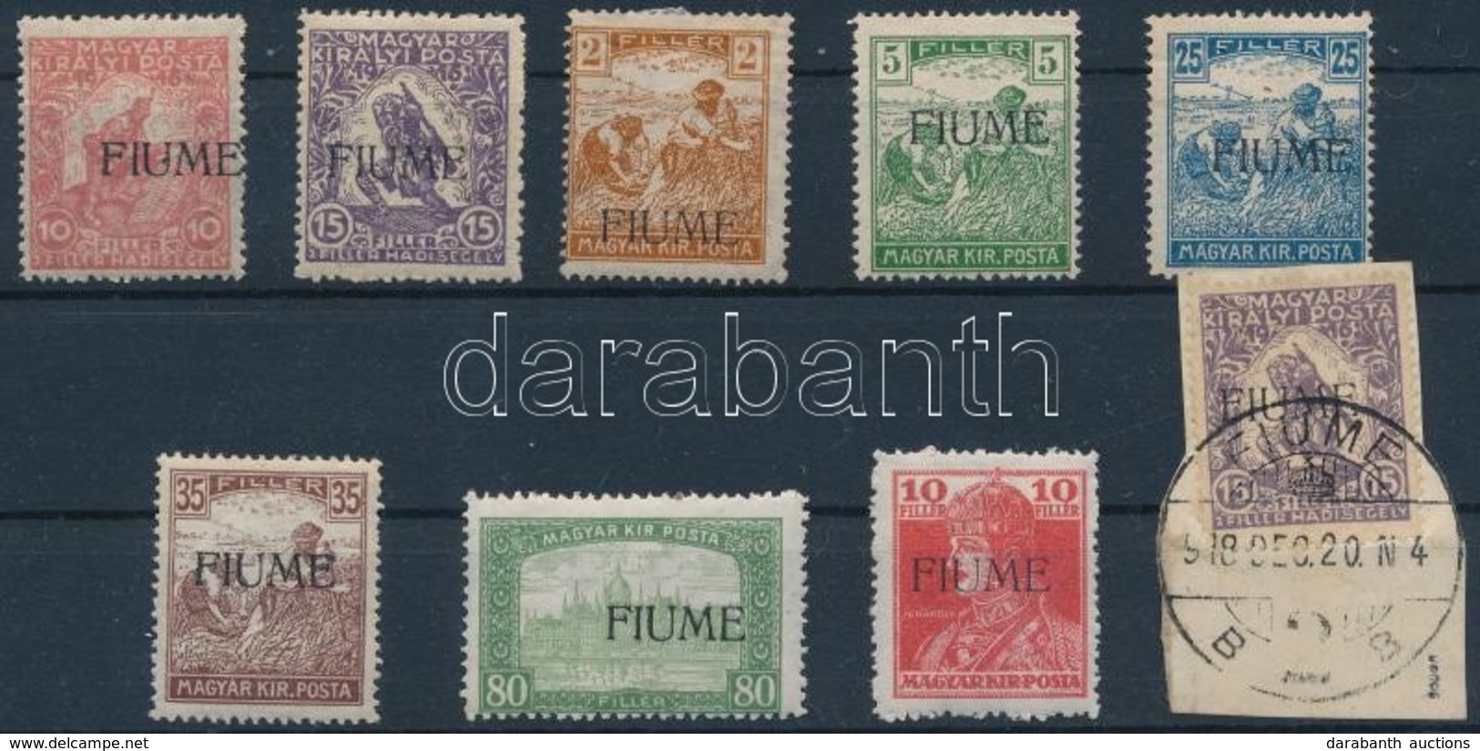 ** * Fiume 1919 9 Db Bélyeg / 9 Stamps, Signed: Bodor - Autres & Non Classés