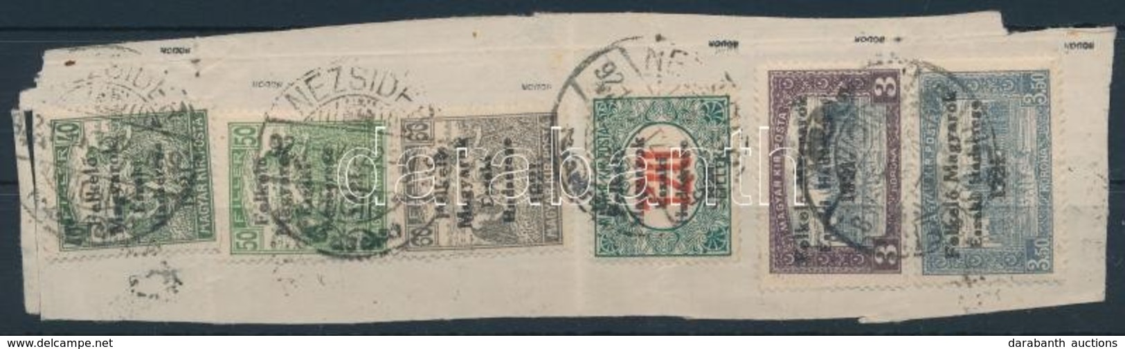 Nyugat-Magyarország V. 1921 6 Klf Bélyeg Papír Darabon Bodor Vizsgálójellel (28.000) - Autres & Non Classés
