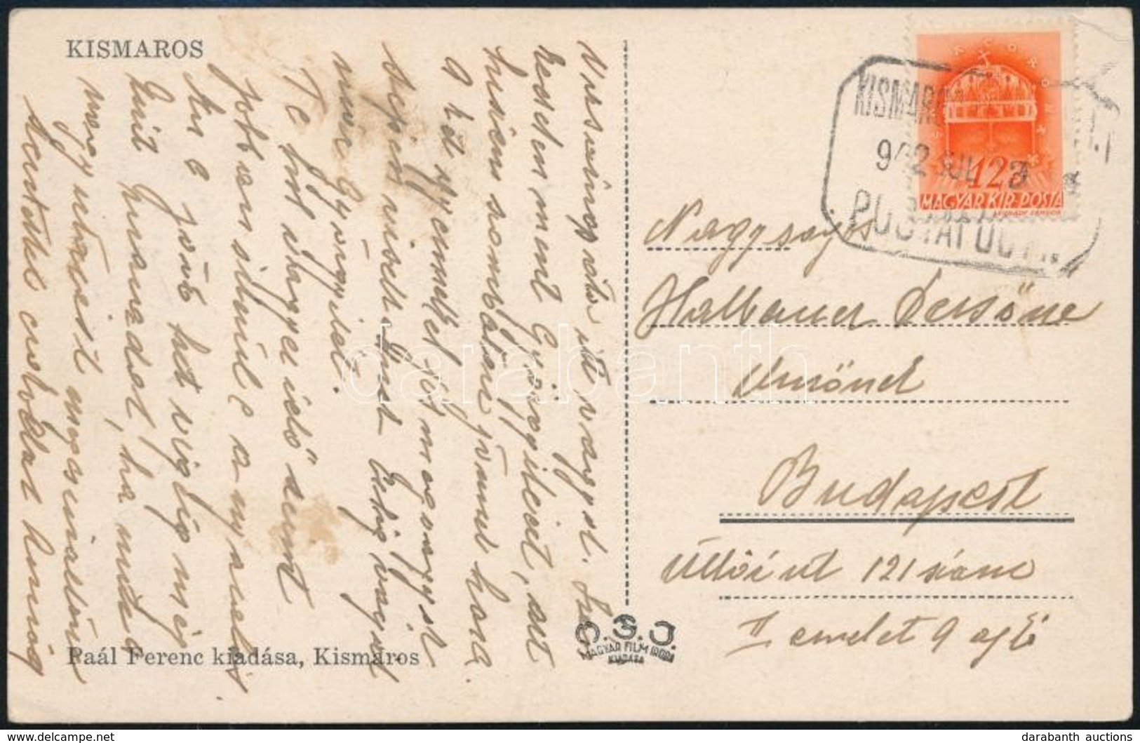 1942 Kismarosi Képeslap Postaügynökségi Bélyegzővel - Altri & Non Classificati