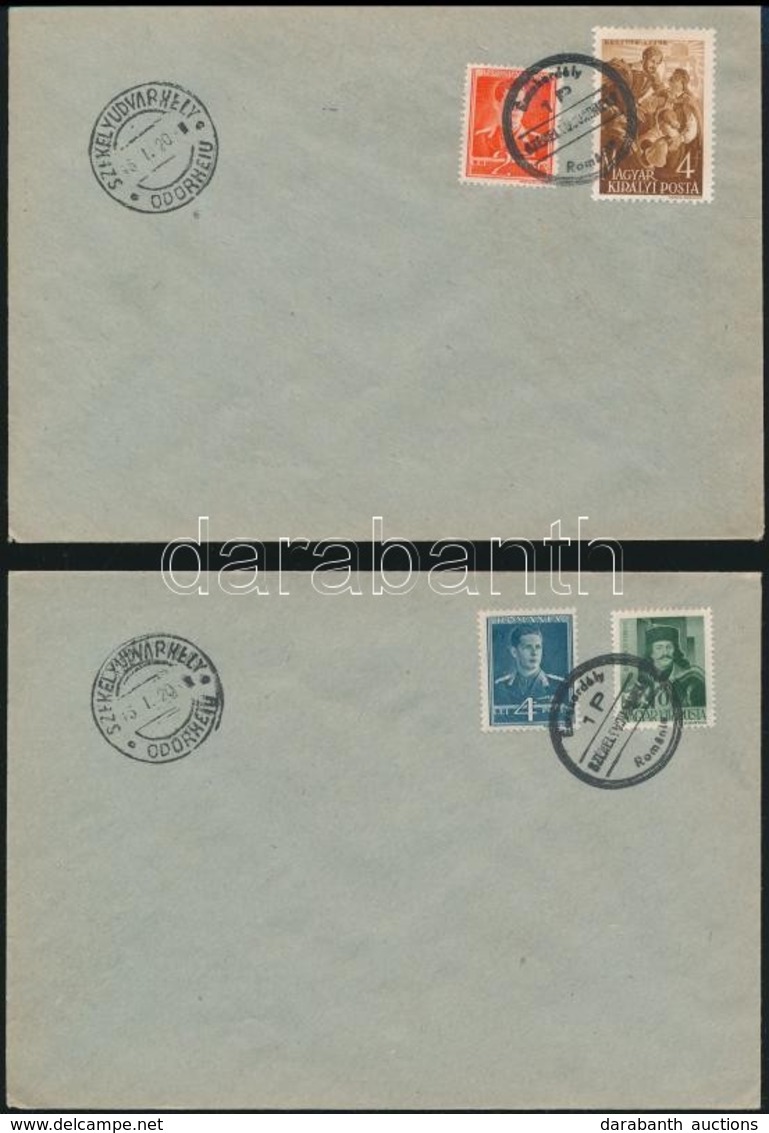 1944-1945 12 Db Boríték 'SZÉKELYUDVARHELY / ODORHEIU' Magyar és Román Bélyegekkel + Szükségbélyegzővel - Altri & Non Classificati