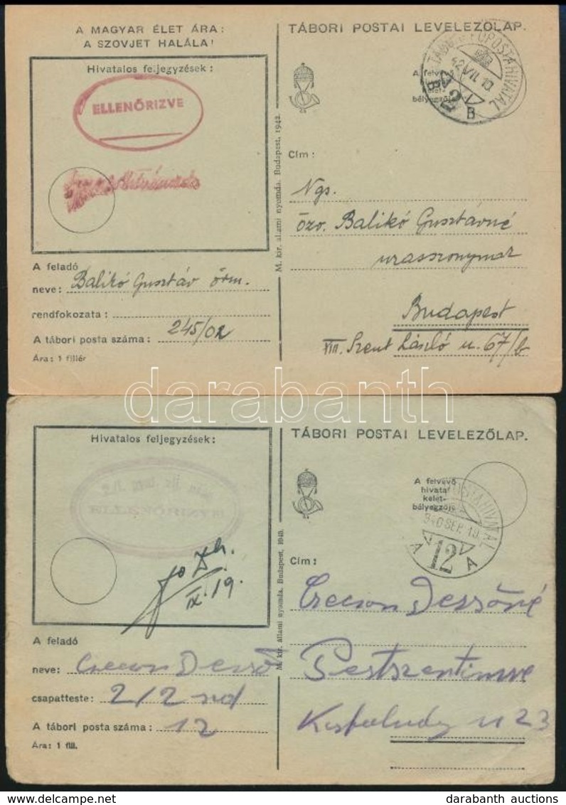 1940-1942 5 Db II. Világháborús Tábori Postai Levelezőlap TP 2, 12, 13, 17, 30 - Other & Unclassified