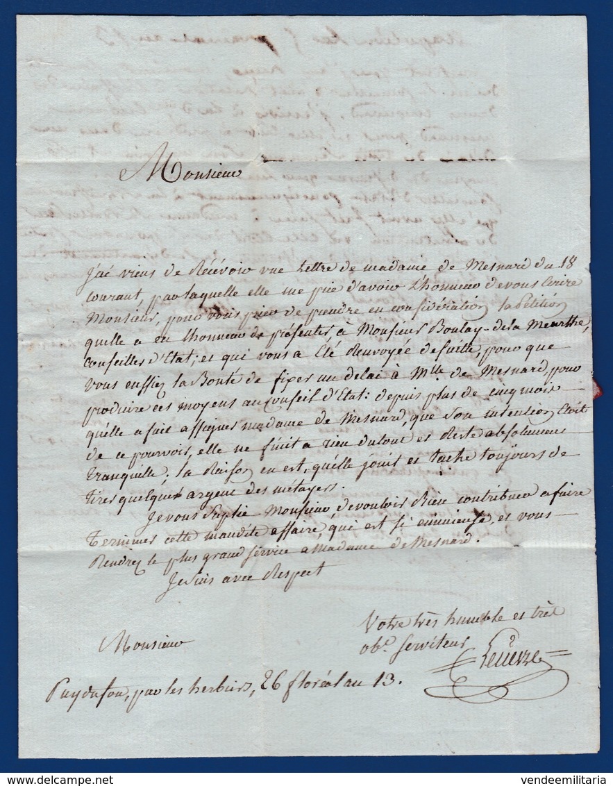 79 VENDEE- P79P LES HERBIERS - Du PUY DU FOU Le 26 Floréal An XIII (16 Mai 1805) à NAPOLEON Pour Mr MERLET Préfet - 1801-1848: Precursors XIX