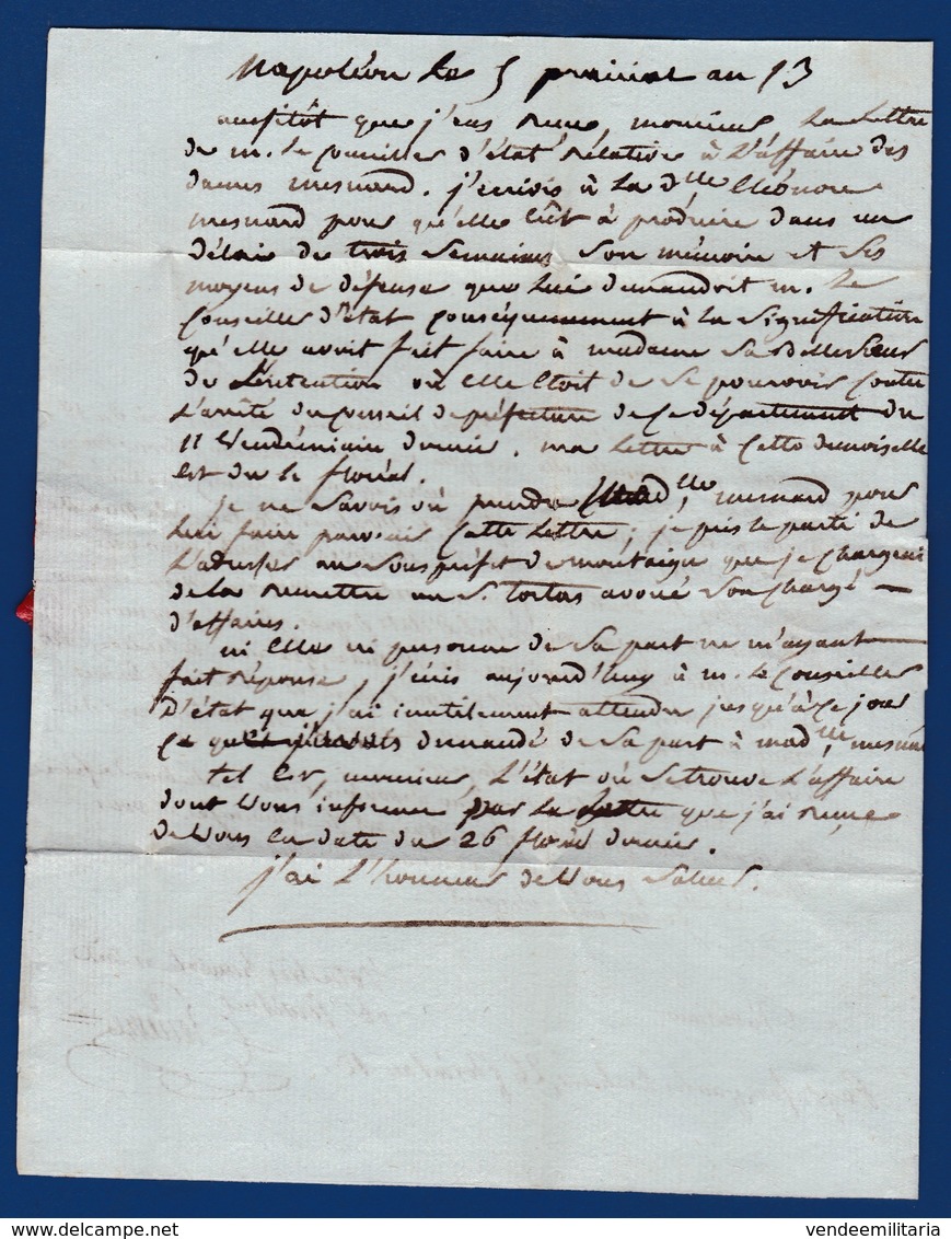 79 VENDEE- P79P LES HERBIERS - Du PUY DU FOU Le 26 Floréal An XIII (16 Mai 1805) à NAPOLEON Pour Mr MERLET Préfet - 1801-1848: Precursors XIX