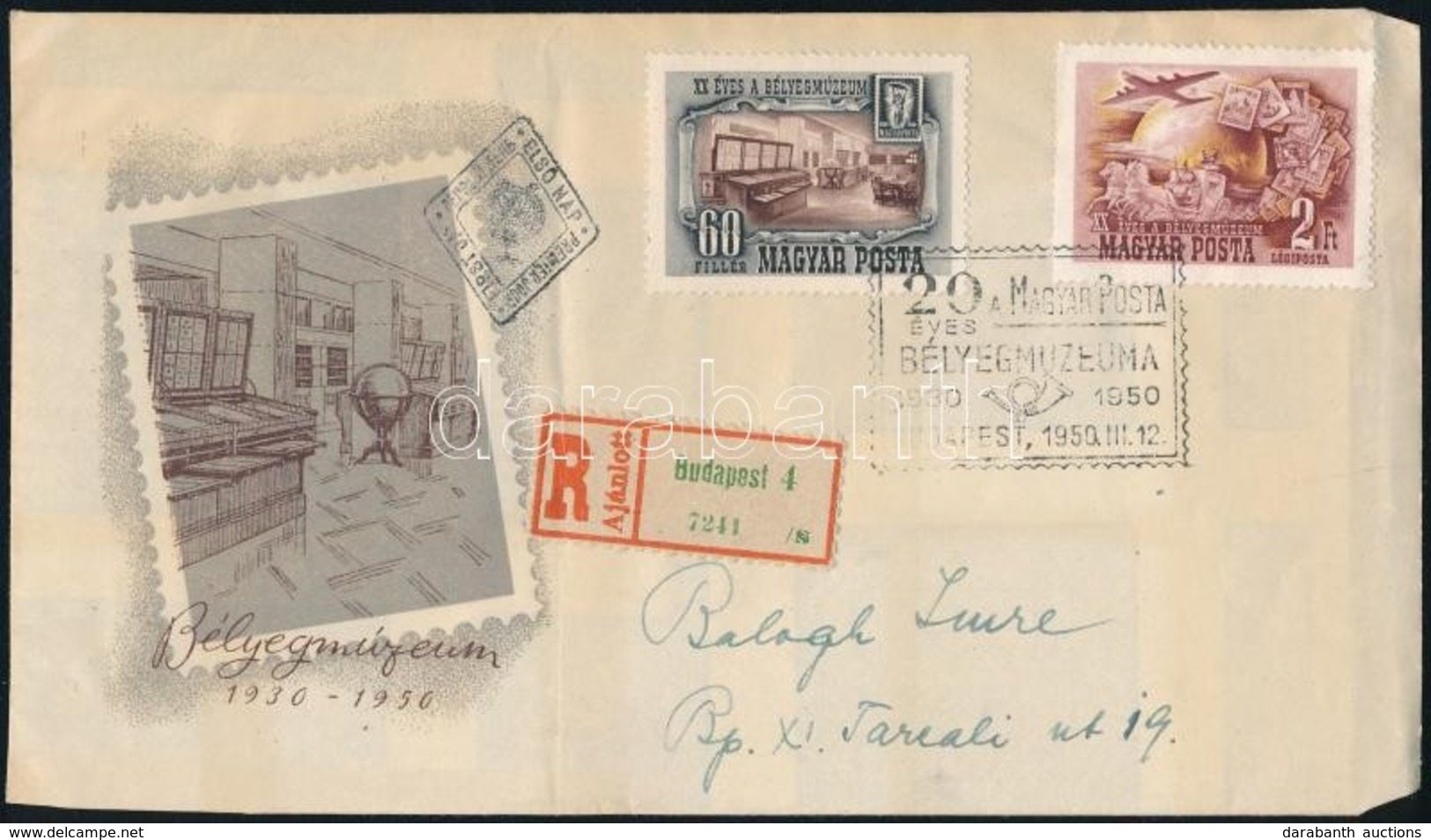 1950 Bélyegmúzeum (I.) Sor Ajánlott FDC-n - Autres & Non Classés