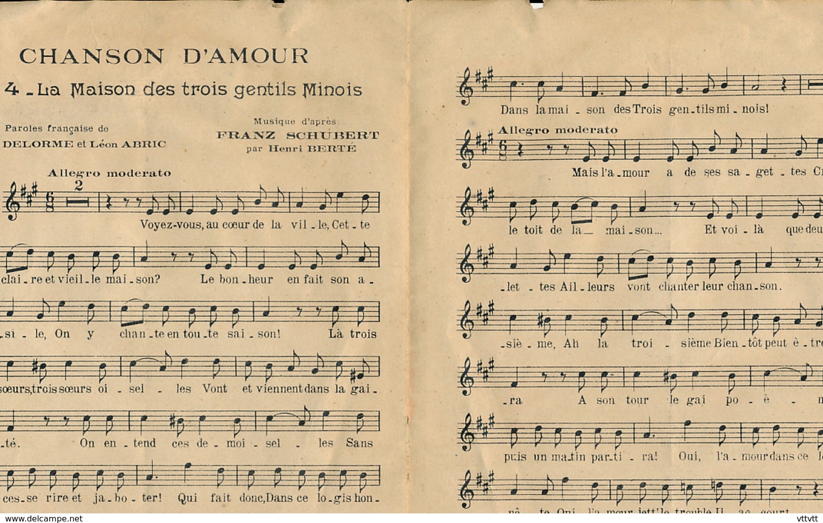 PARTITION (1916) : OPERETTE "CHANSON D'AMOUR", FRANZ SCHUBERT, "LA MAISON DES TROIS JEUNES FILLES", THEATRE MARIGNY... - Partitions Musicales Anciennes