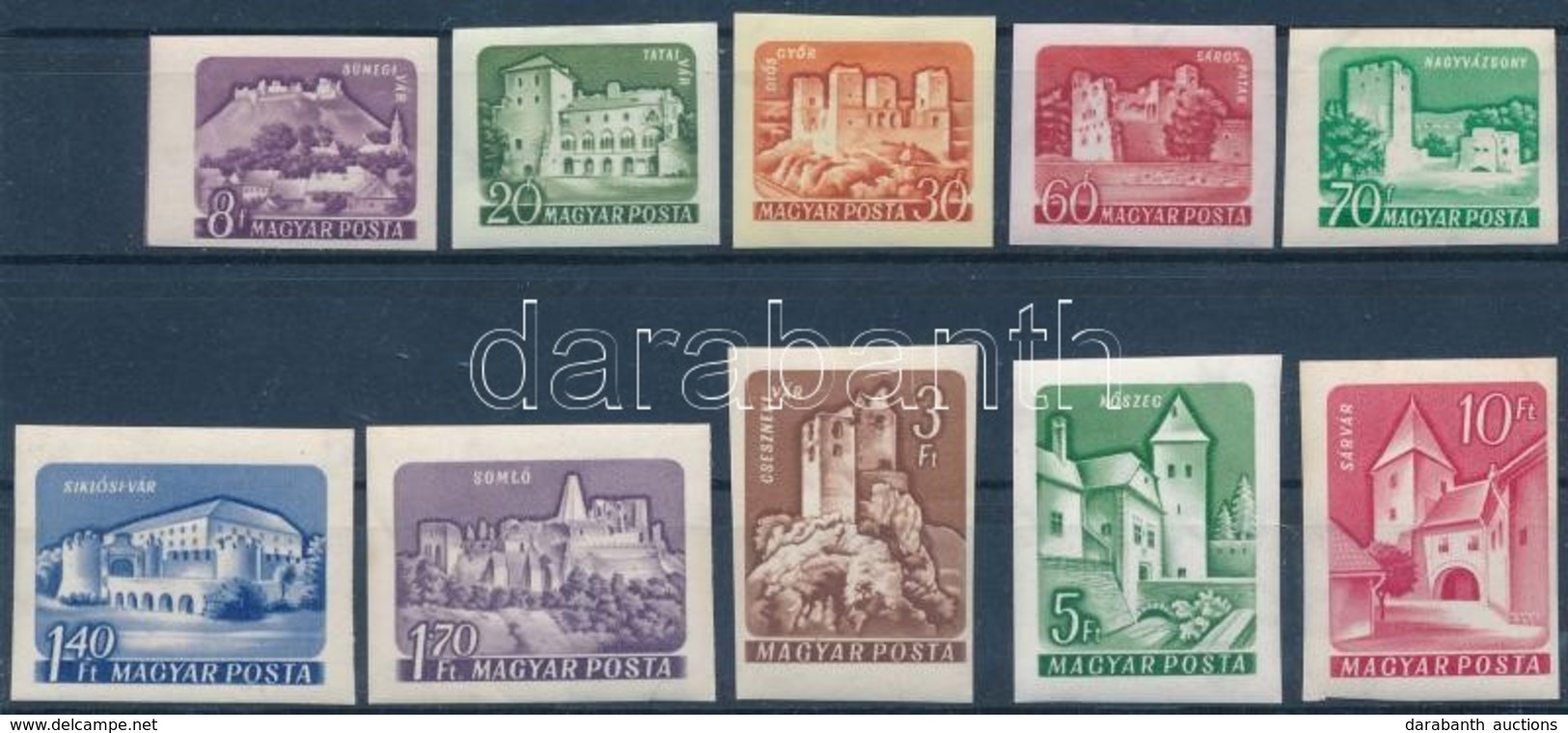 ** 1960 Várak (I.) Vágott Sor, 3 érték A Színes Papíros Sorból (~30.000) / Mi 1650 + 1654-1659 + 1704-1706 Imperforate S - Autres & Non Classés