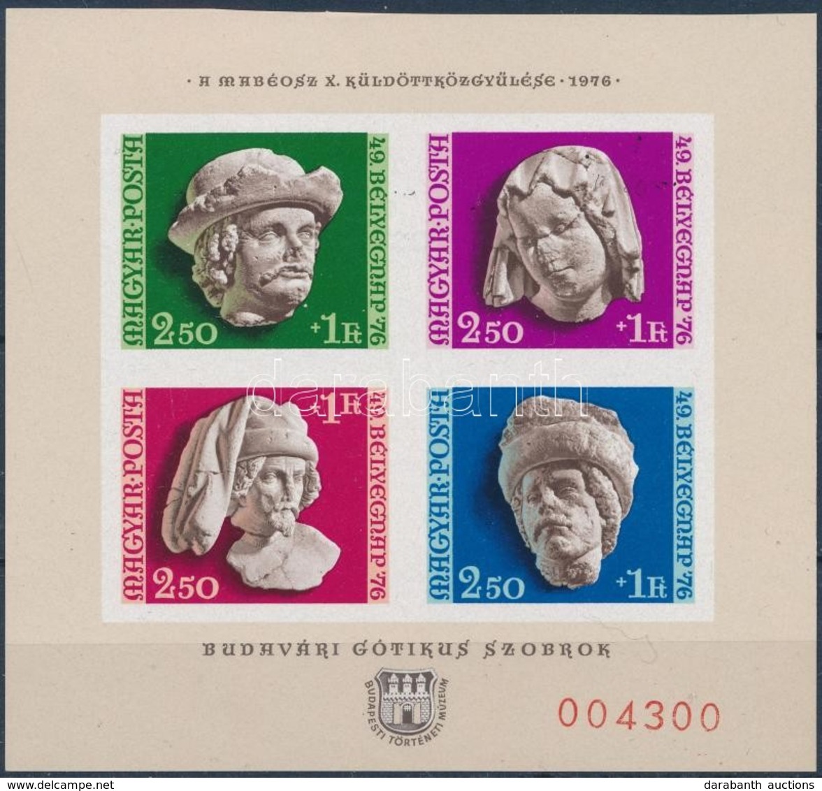 ** 1976 Budavári Gótikus Szobrok Blokk ,,A Magyar Posta Ajándéka' 004300 Sorszámmal - Altri & Non Classificati