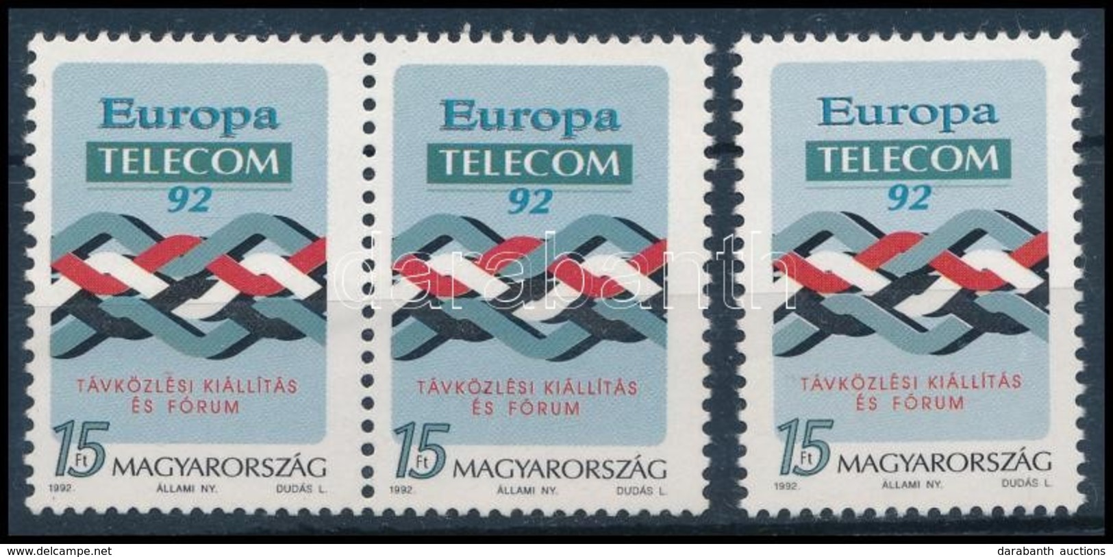 ** 1992 Telecom (II.) Pár Kettős 'Europa' Felirattal + Támpéldány - Autres & Non Classés