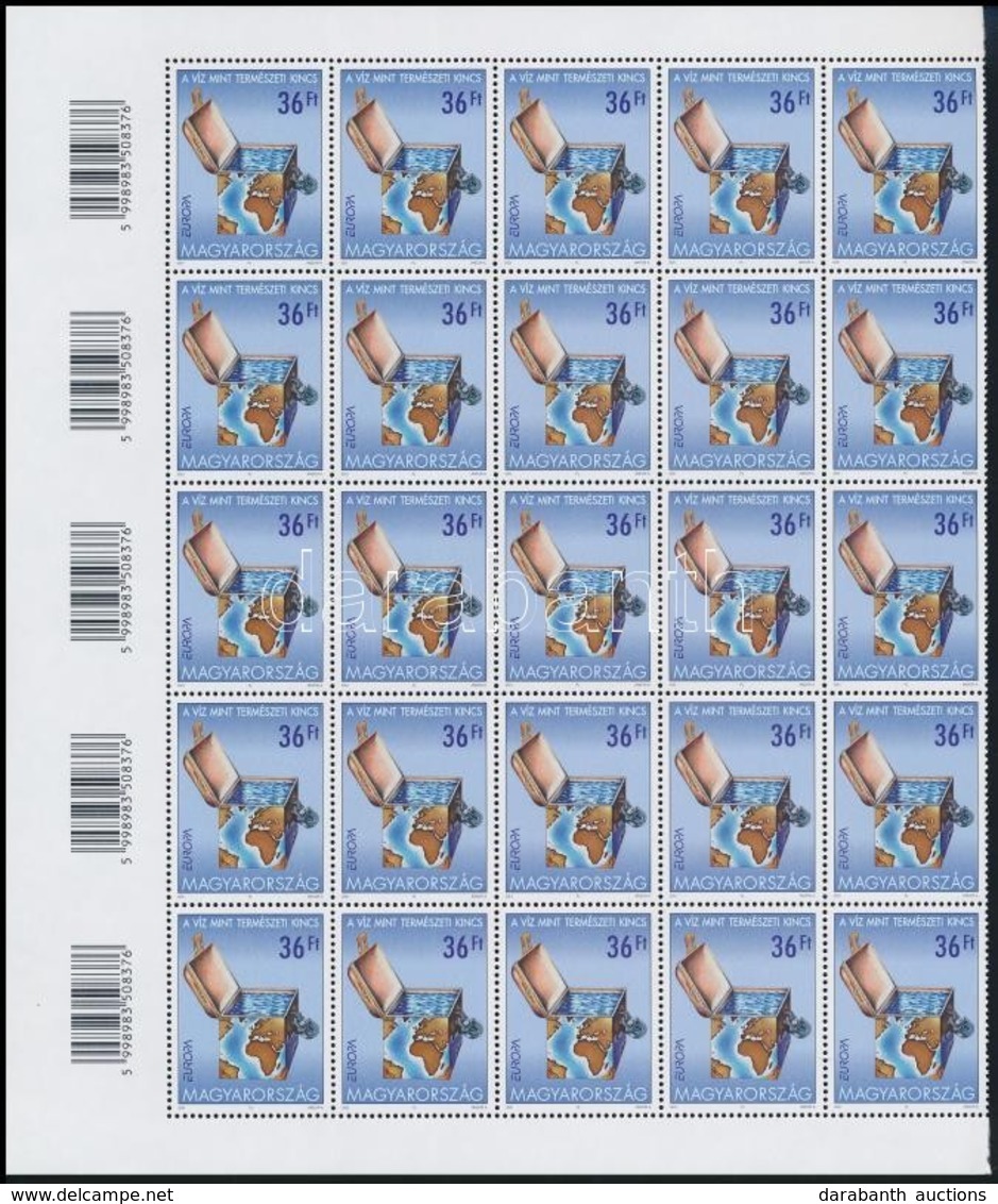 ** 2001 Europa CEPT: A Víz Mint Természeti Kincs Fél ívsorozat, Mindkét íven 5-5 Vonalkód (25.000) - Autres & Non Classés