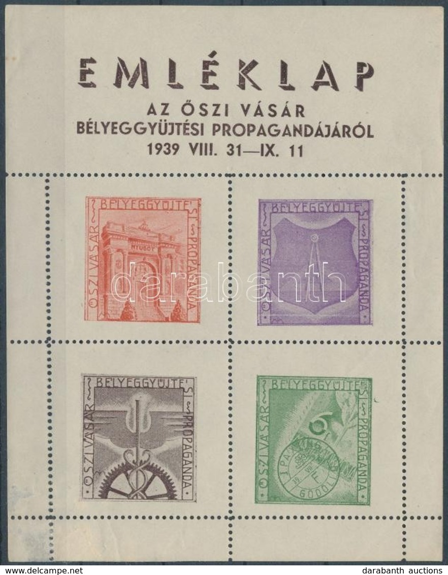 ** 1939/3a Őszi Vásár Bélyeggyűjtési Propaganda Emlékív I. (12.500) (sarkán Betapadás) - Altri & Non Classificati