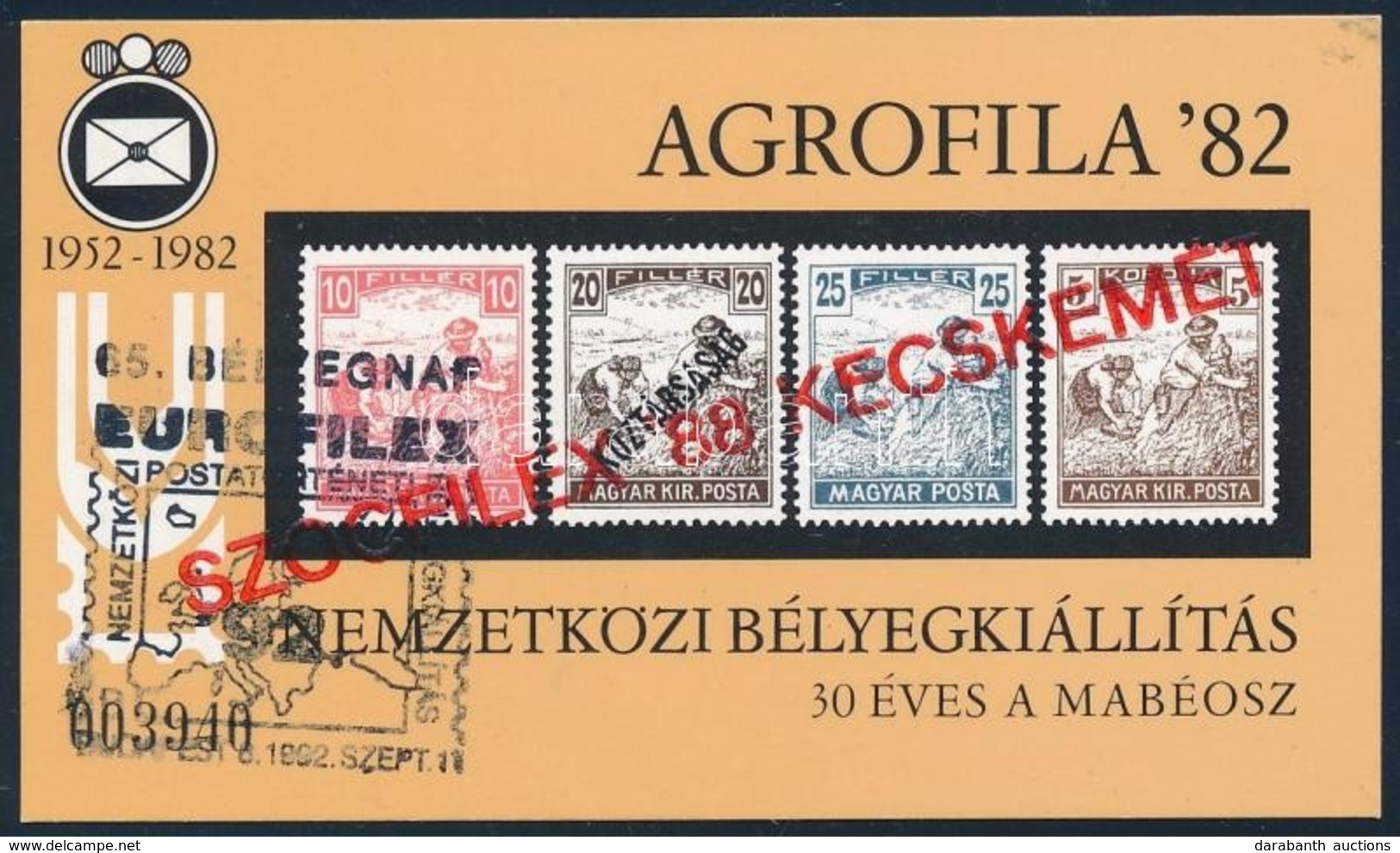 ** 1988 Szocfilex Felülnyomott Emlékív Karton Variációja  Kiállítási Emlékbélyegzővel - Altri & Non Classificati