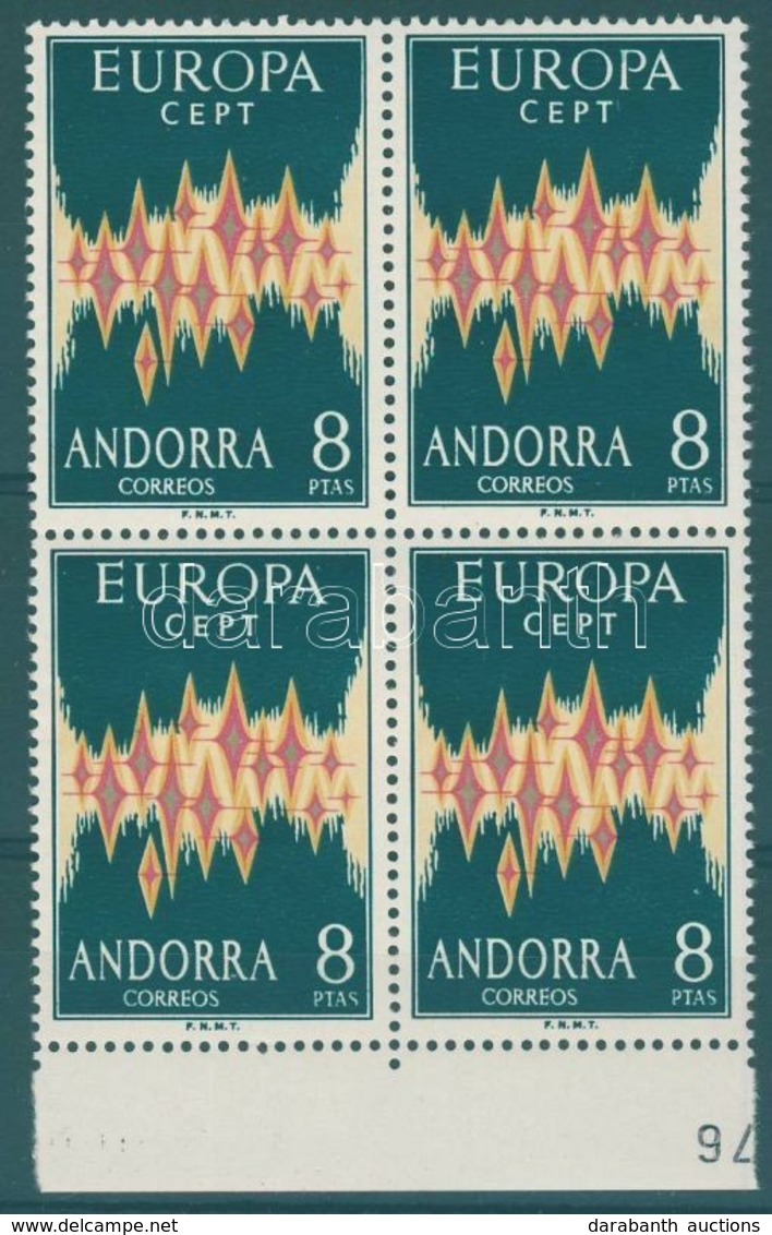 ** 1972 Europa CEPT ívszéli Négyestömb / Mi 71 Block Of 4 - Altri & Non Classificati